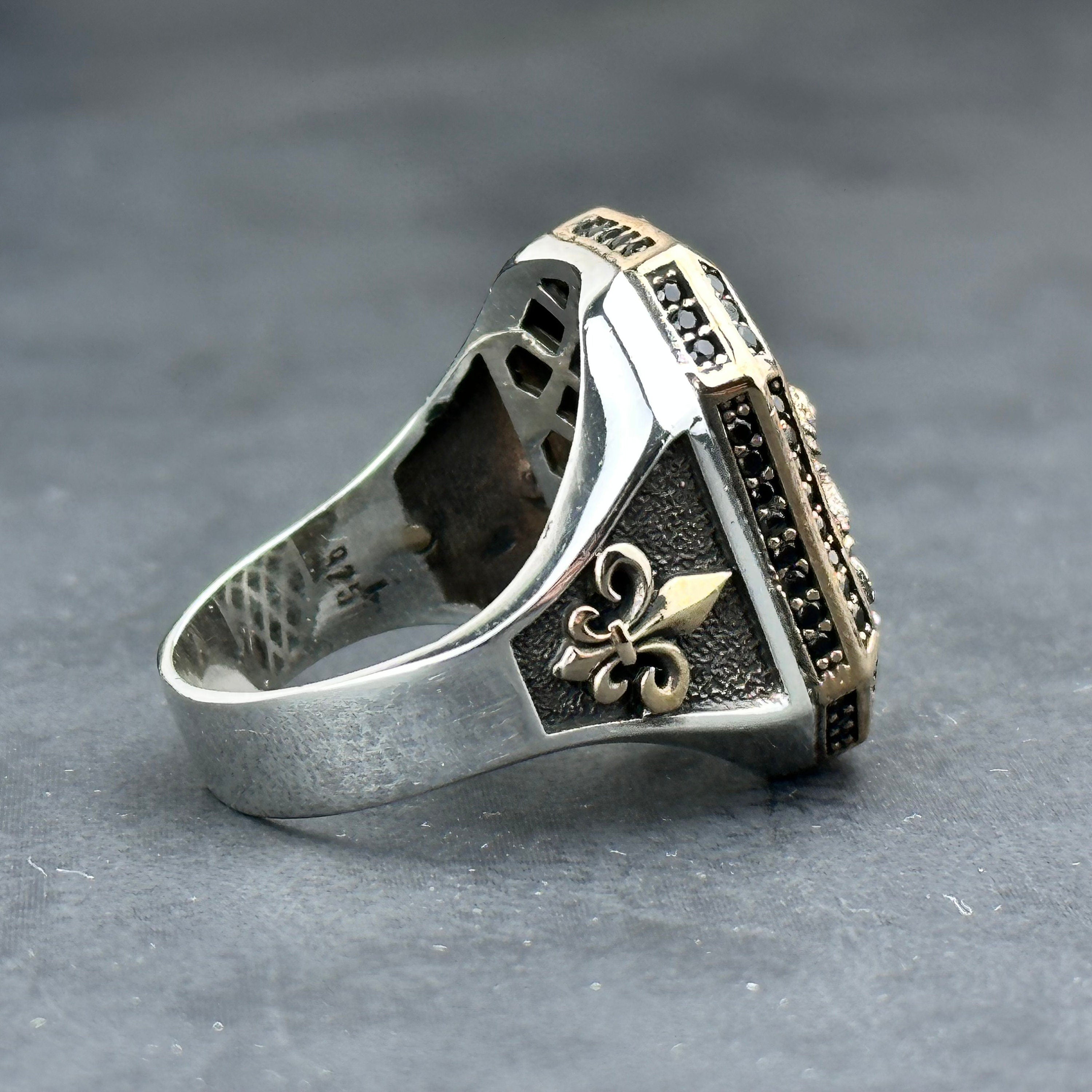 Leo Zodiac Ring: Handmade Sterling Silver - Lion Head Detail