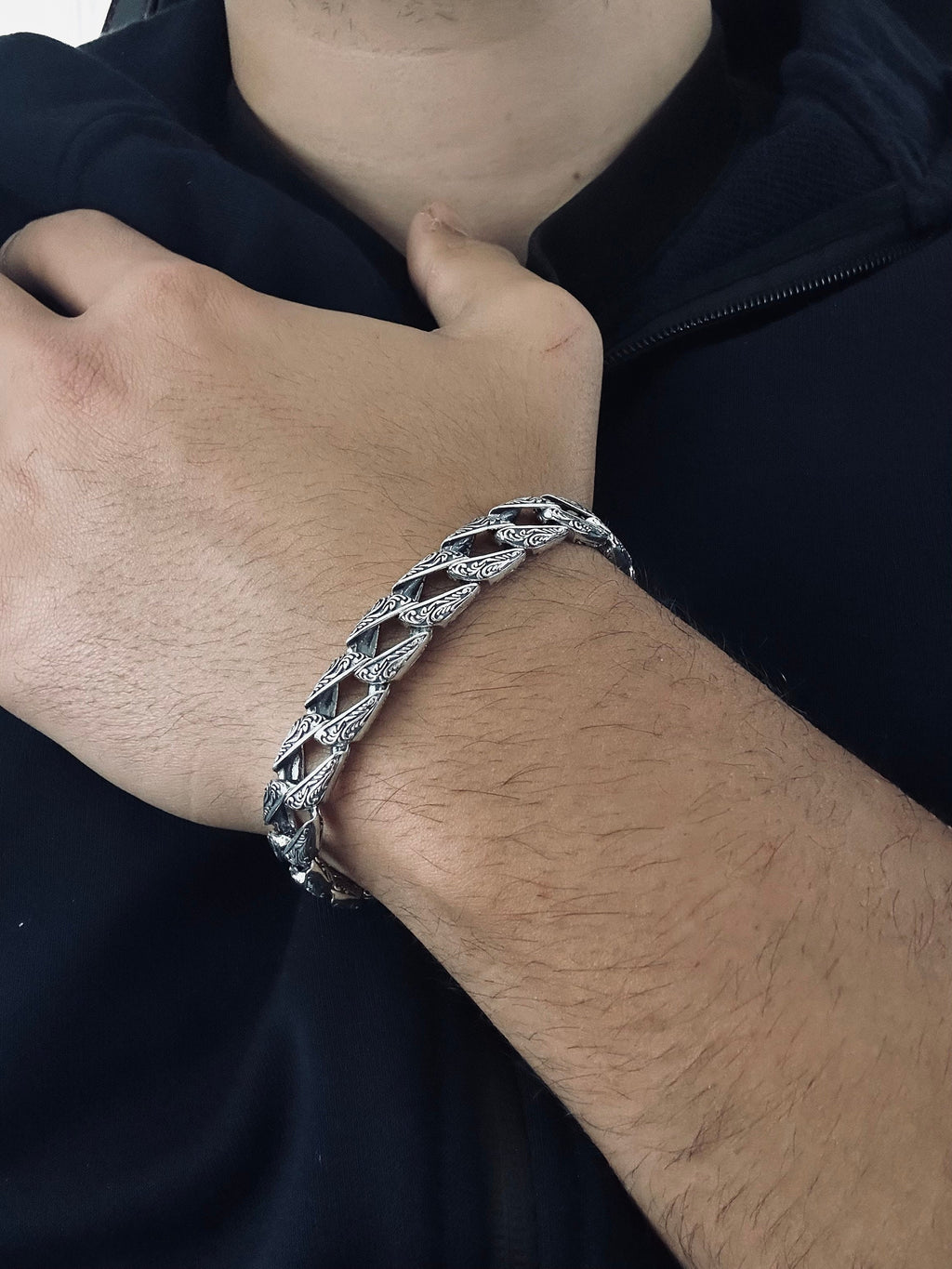 Sterling Silver Chain Bracelet - Handmade with Removable Link