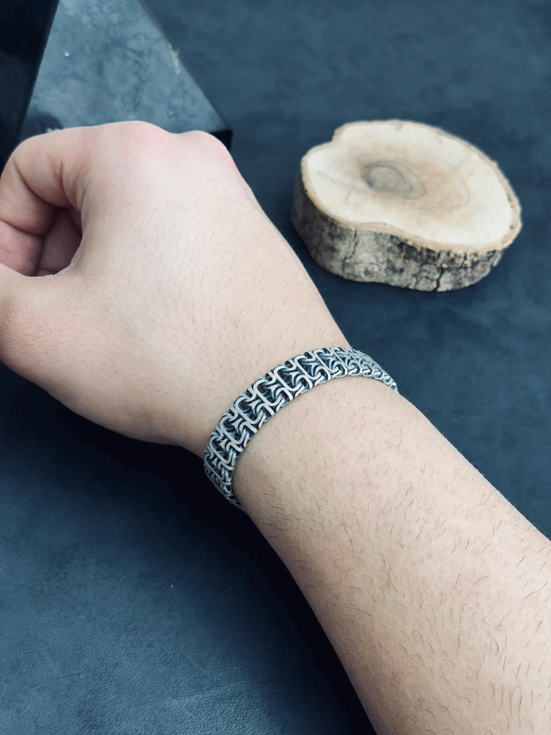 Viking Sterling Silver Bracelet - Bold Franco Link Chain for Men