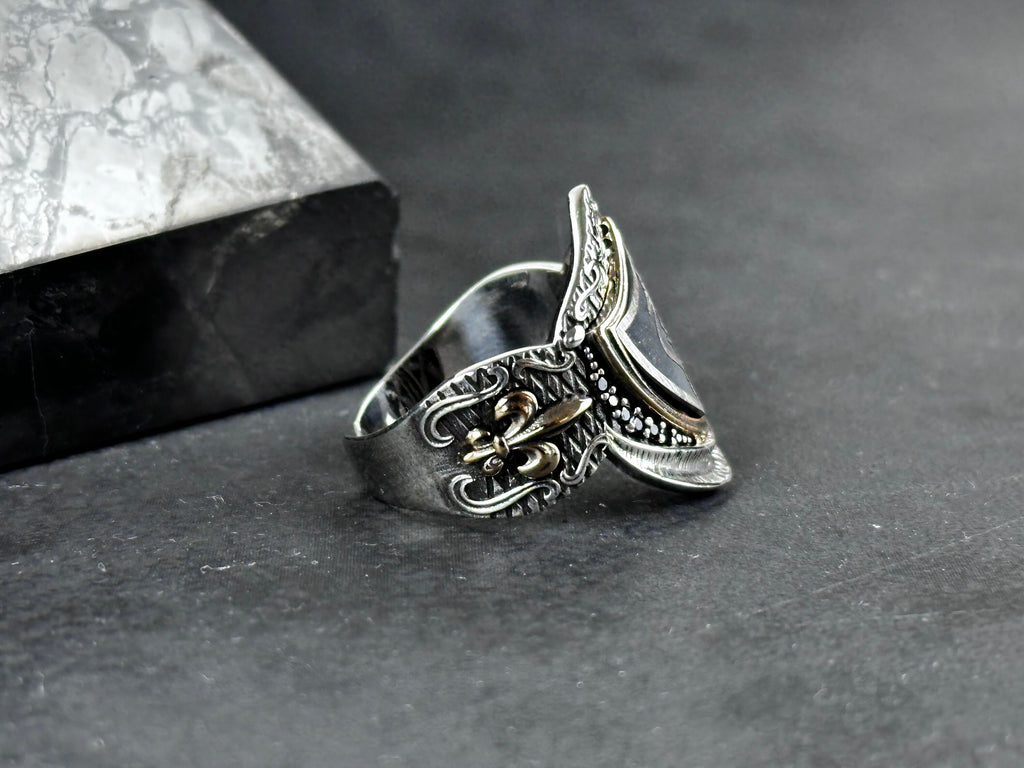 Sterling Silver Shield Ring - Handmade Minimalist Thumb Band