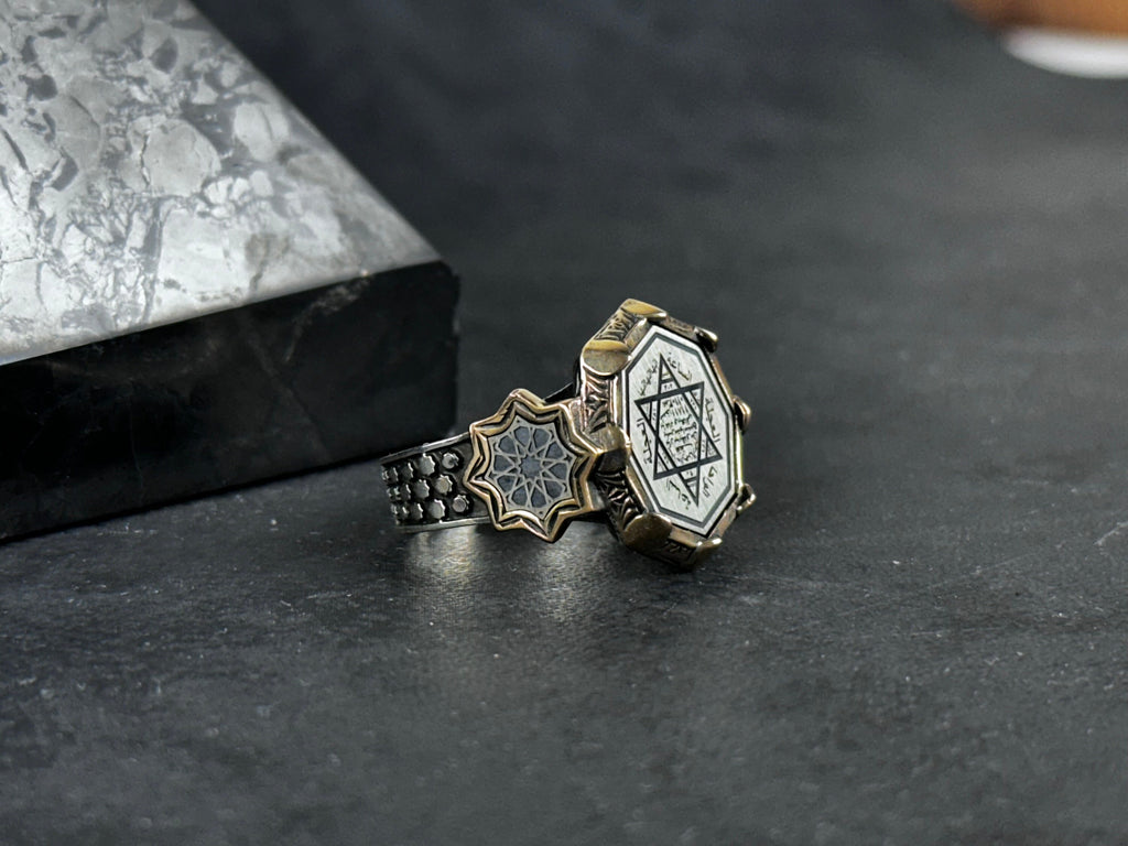 Solomon Seal Ring: Octagonal Sterling Silver - Handmade Design