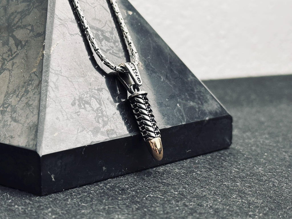 Bullet Pendant Necklace: Sleek Silver Design - Handmade Jewelry