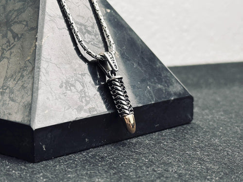 Bullet Pendant Necklace: Sleek Silver Design - Handmade Jewelry