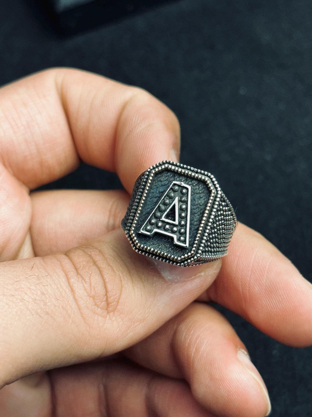 Signet Ring: Sterling Silver Monogram Design (Custom Sizes Available)