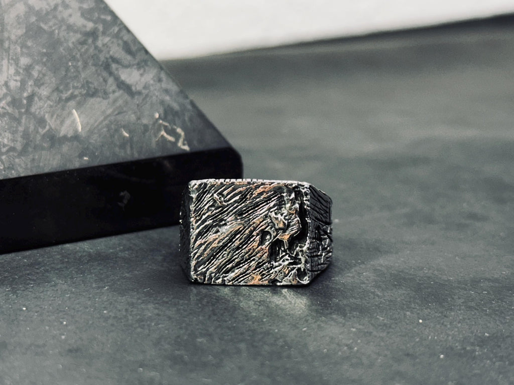 Bark Band Ring: Rustic Tree Texture (Sterling Silver)