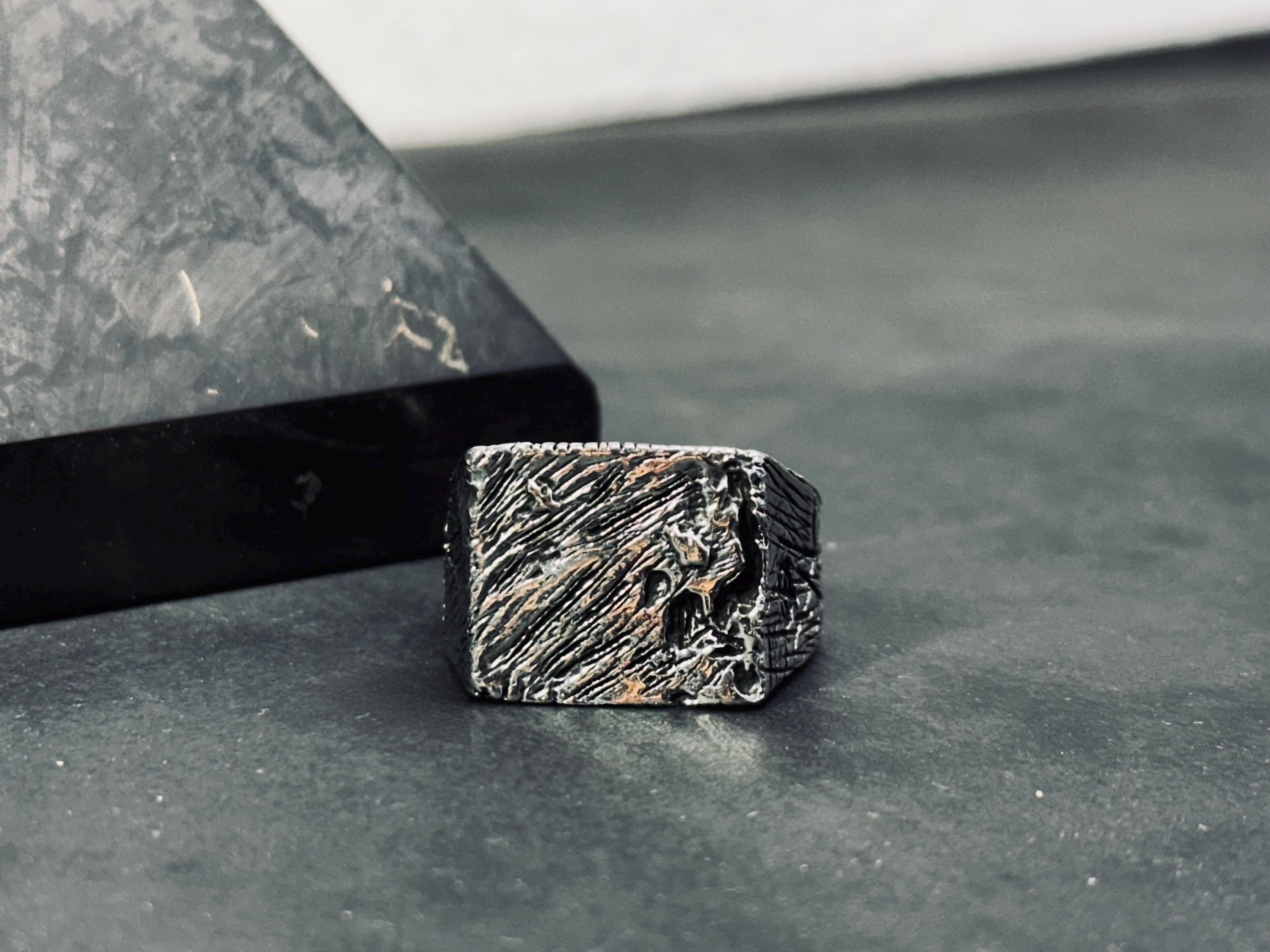 Bark Band Ring: Rustic Tree Texture (Sterling Silver)