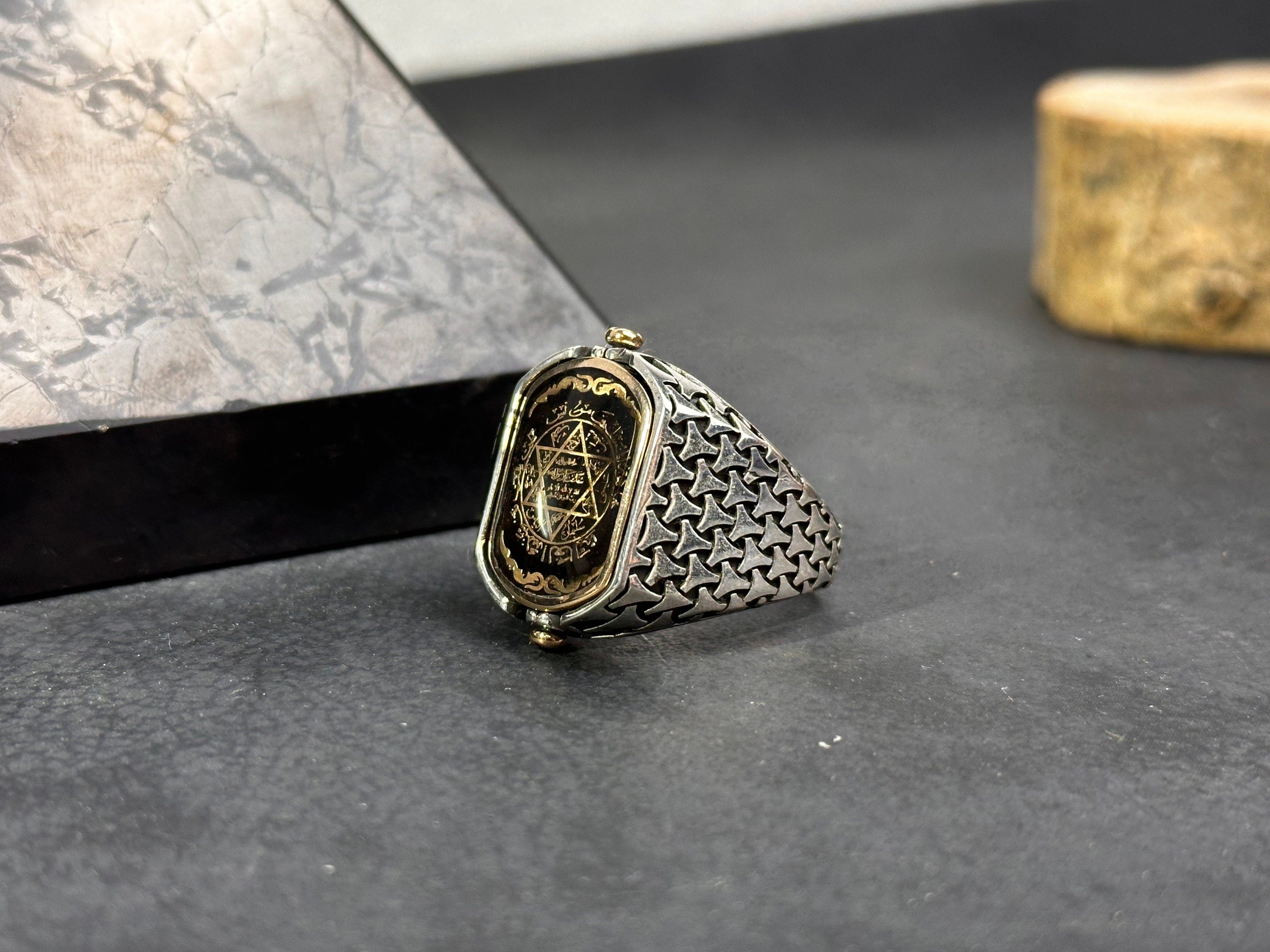 Turquoise Men's Ring - Sterling Silver, Square Gemstone