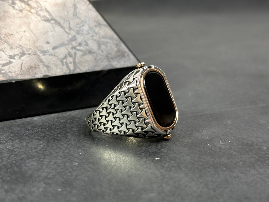 Seal of Solomon Onyx Ring, Double-Sided Sterling Silver (Men's Size)