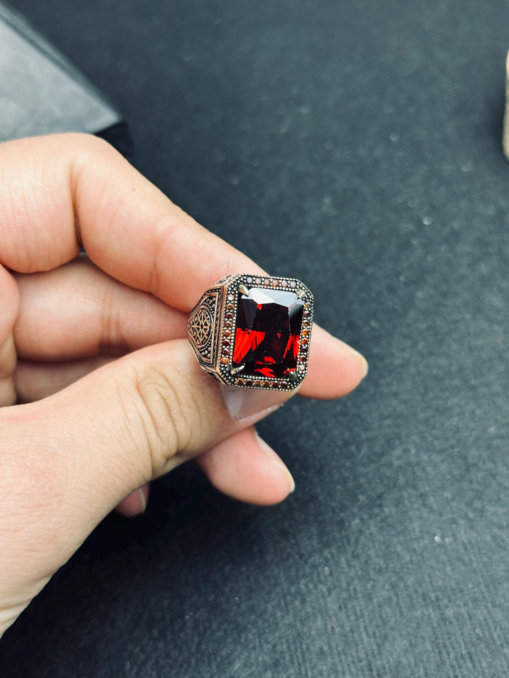 Ruby Signet Ring for Men: Handmade Sterling Silver, Bold Red Gem