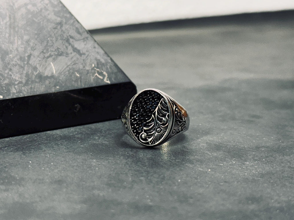 Sun Ring: Sterling Silver with Tree of Life Engraving - Celestial Design