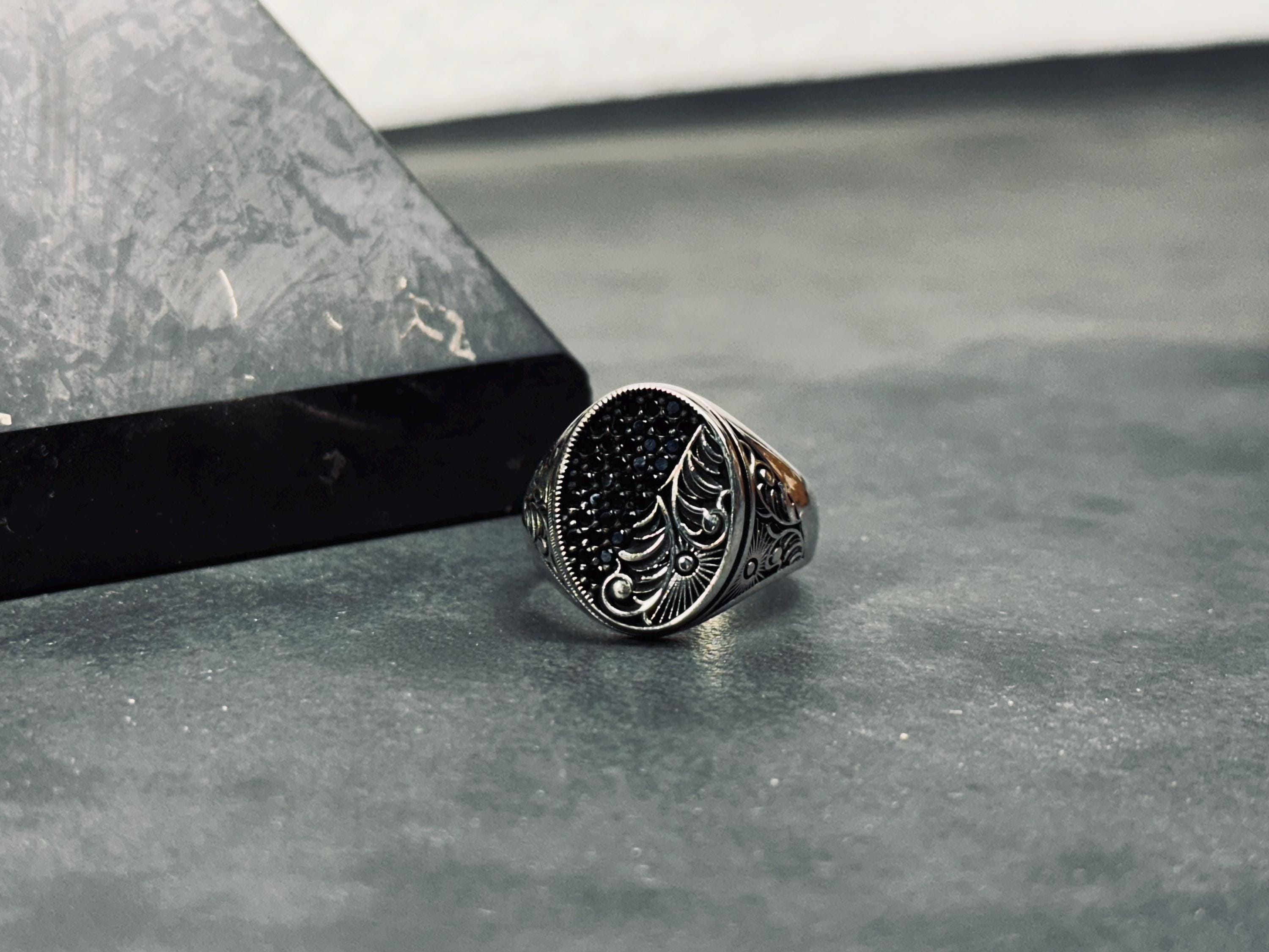 Sun Ring: Sterling Silver with Tree of Life Engraving - Celestial Design