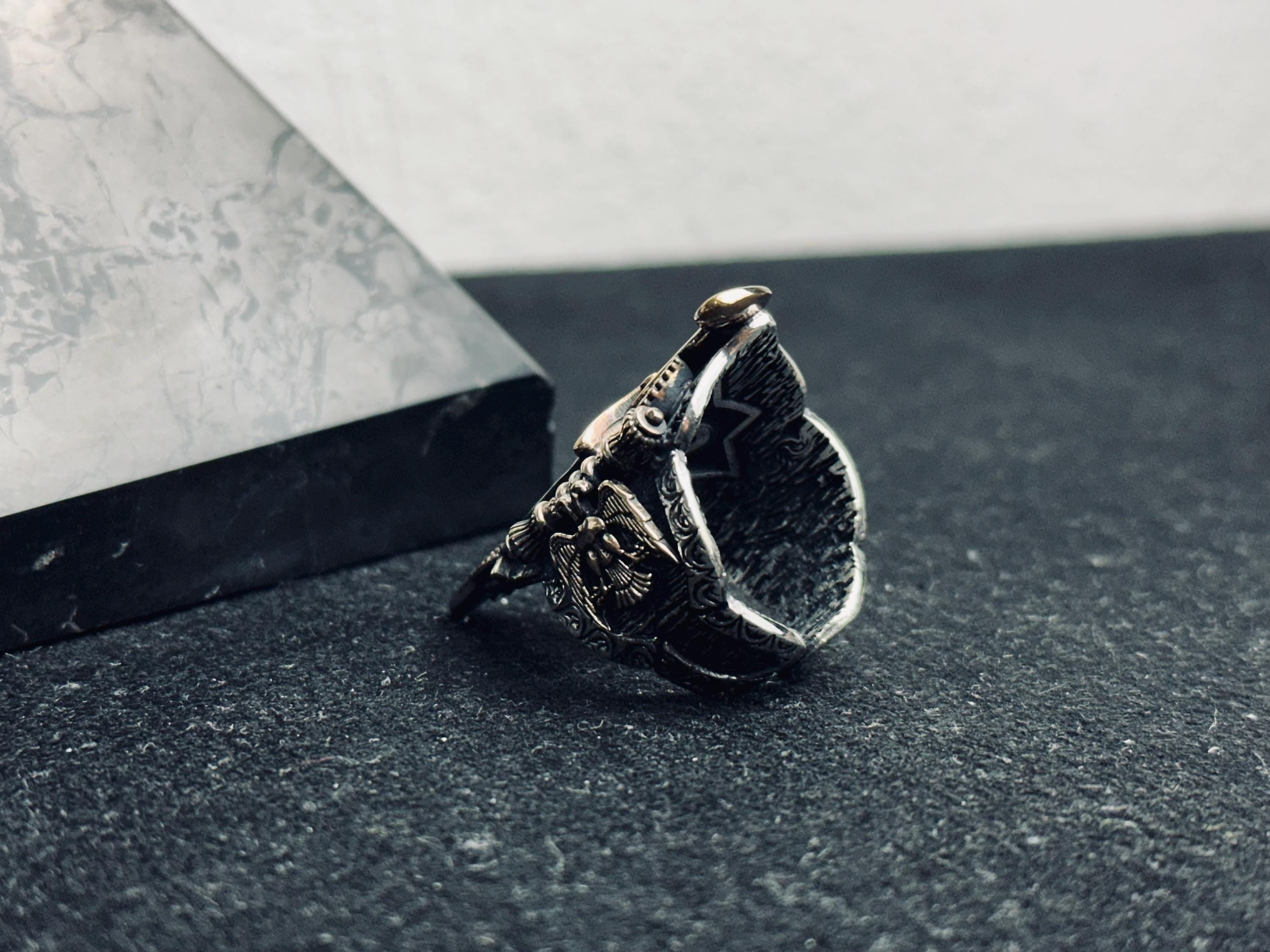 Sterling Silver Gothic Dagger Ring, Red Stone Sword Ring, Medieval Fantasy Jewelry, Dark Aesthetic Statement Ring, Unique Gift