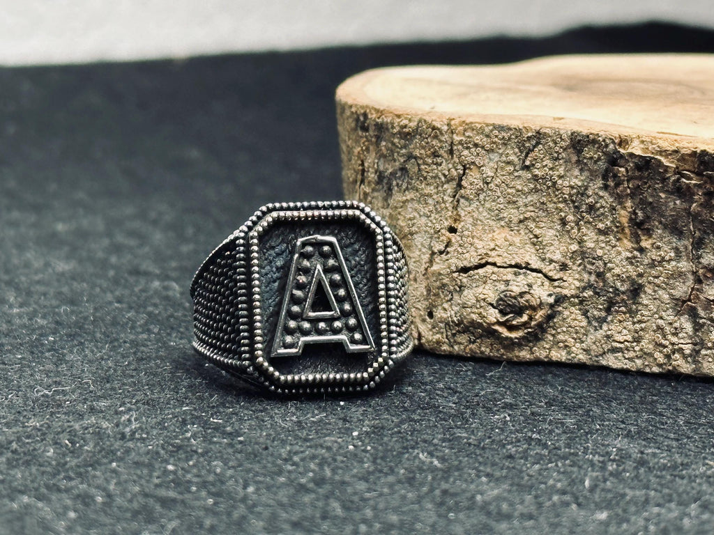 Signet Ring: Sterling Silver Monogram Design (Custom Sizes Available)