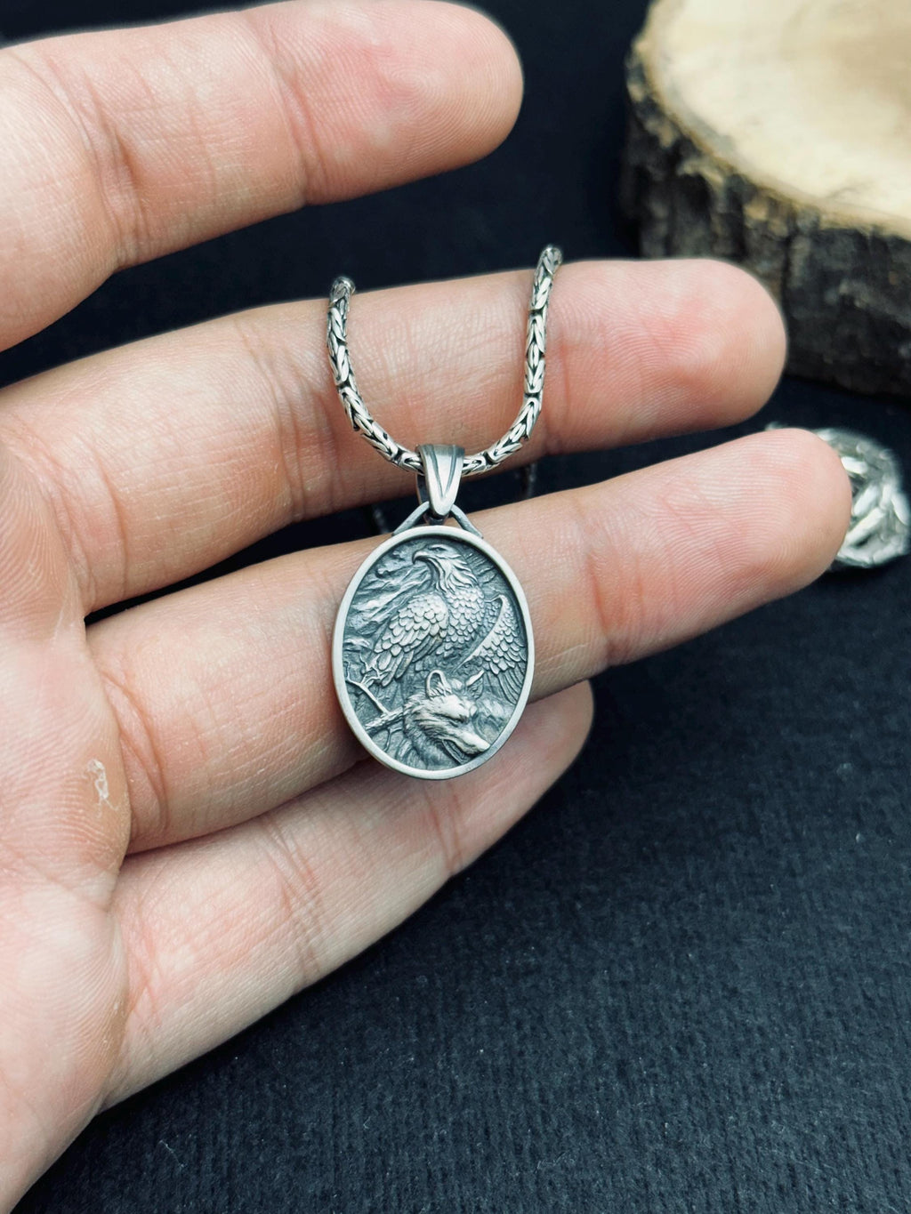 Bald Eagle Pendant Necklace: Sterling Silver - Handmade Soaring Bird