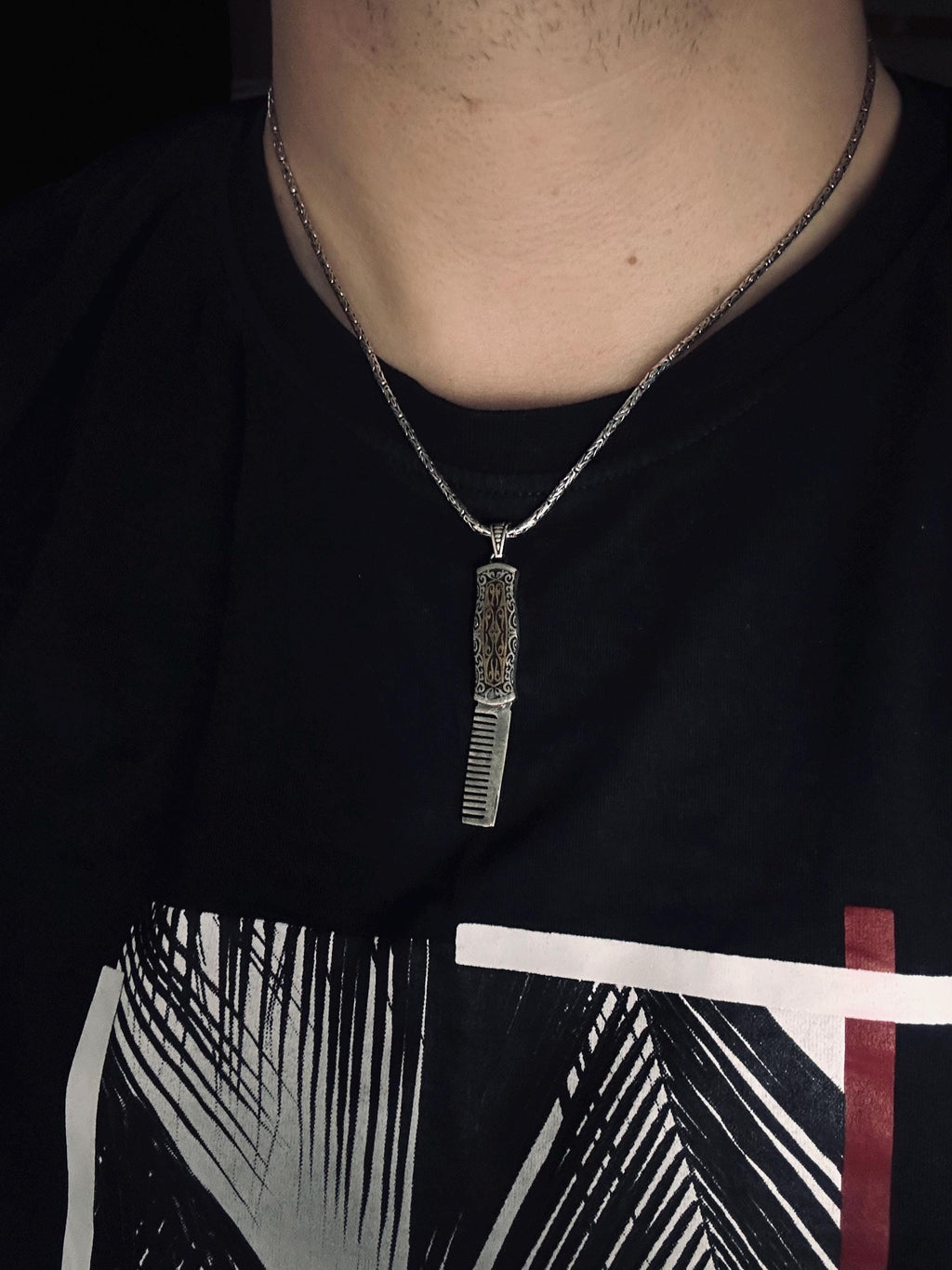 Barber Comb Necklace: Sterling Silver, Handmade - Masculine Style