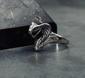 Sterling Silver King Cobra Ring, Snake Head Design (Adjustable)