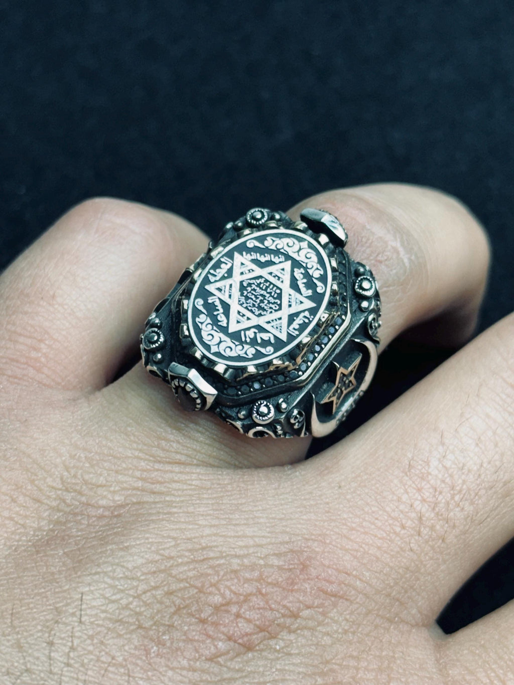 Sterling Silver Seal of Solomon Ring - Spiritual Amulet for Men