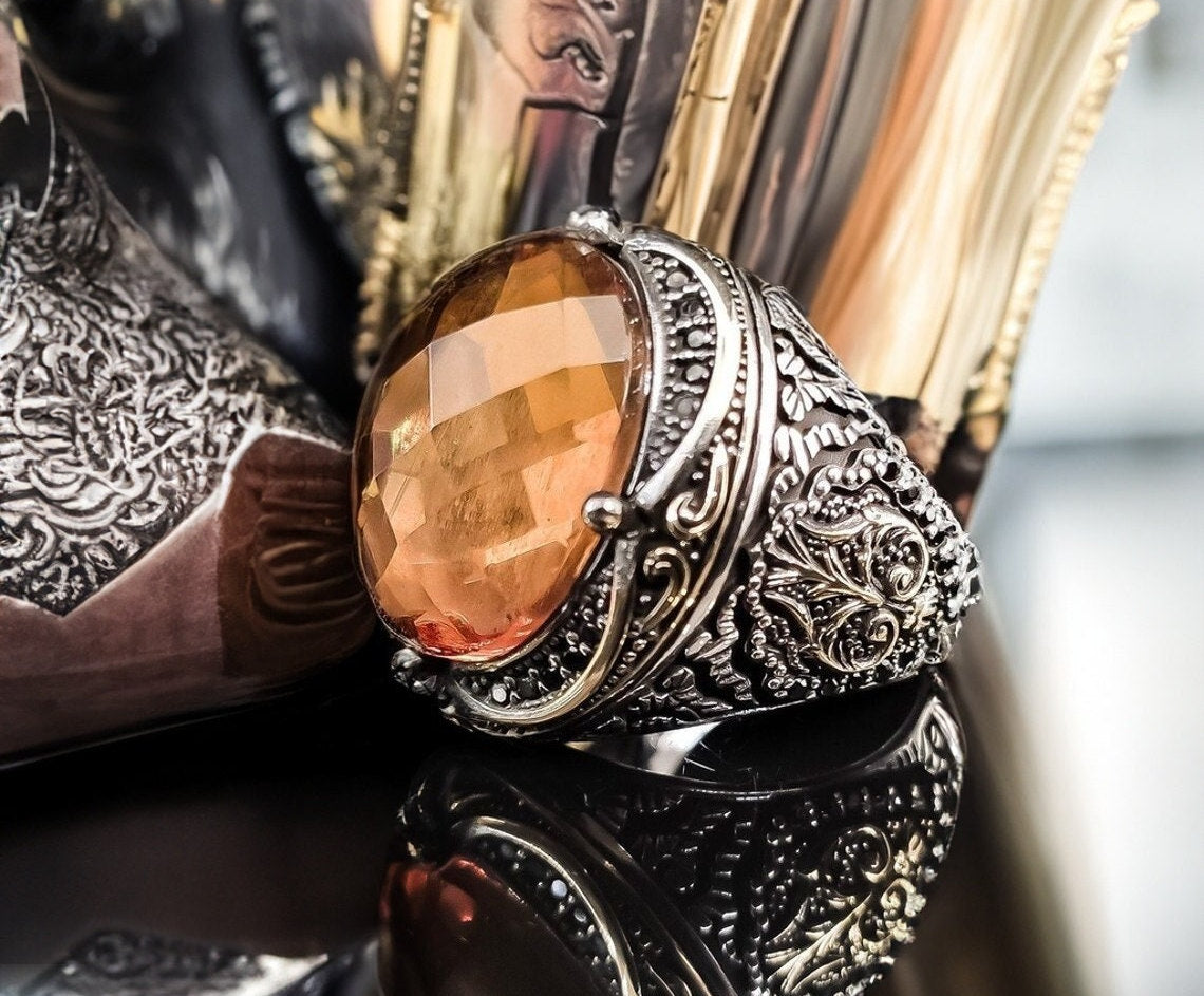 Sultanit Gemstone Ring: Handmade 925 Sterling Silver Ottoman Style