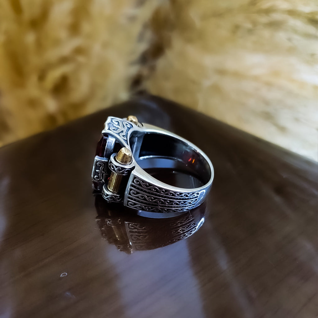 Red Zircon Sterling Silver Ring - Courage Series Statement Piece