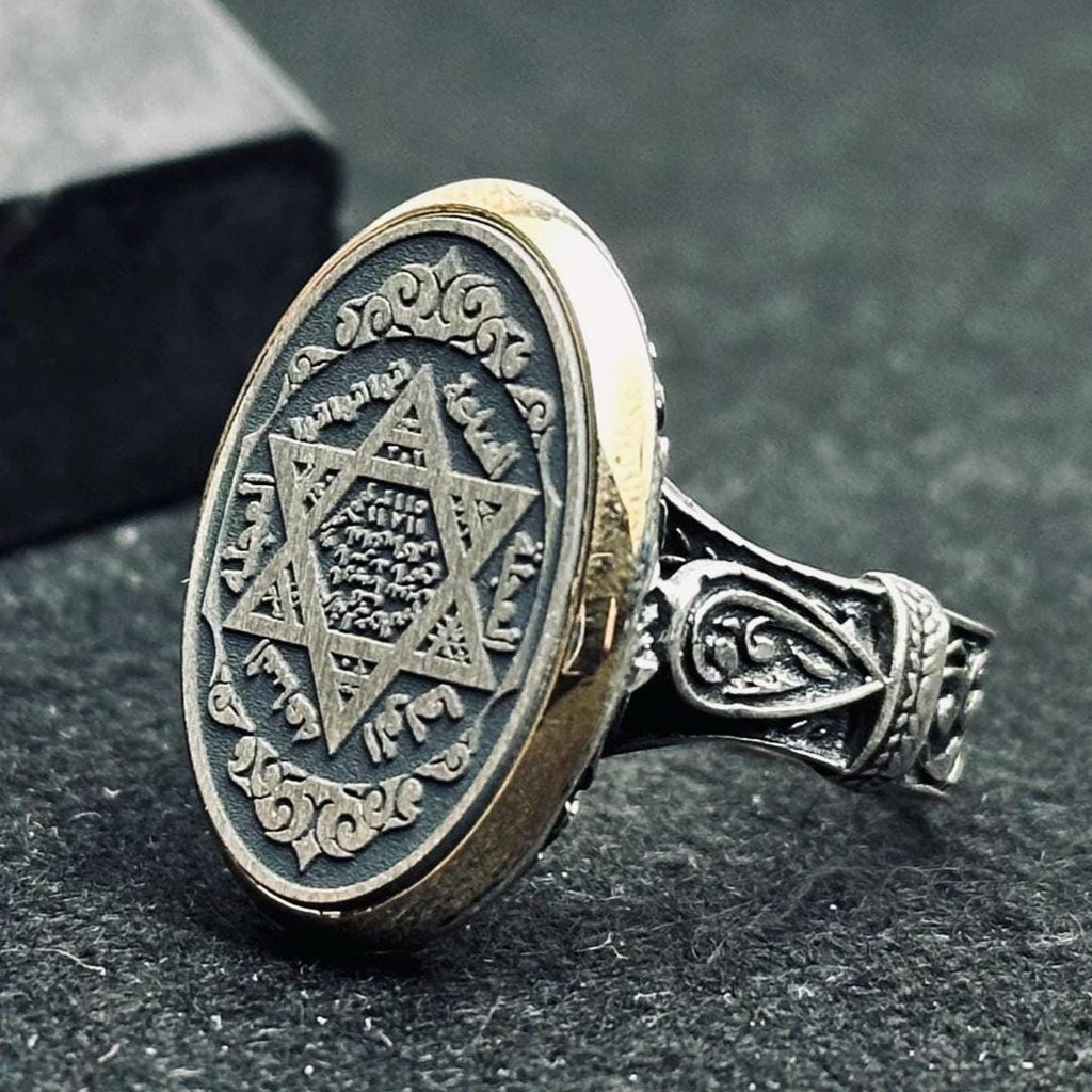 Solomon Seal Sterling Silver Ring, Minimal Oval Statement (Handmade)