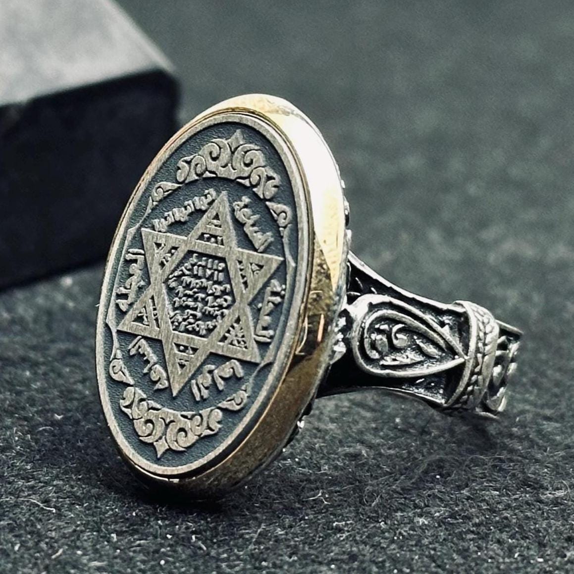 Solomon Seal Sterling Silver Ring, Minimal Oval Statement (Handmade)