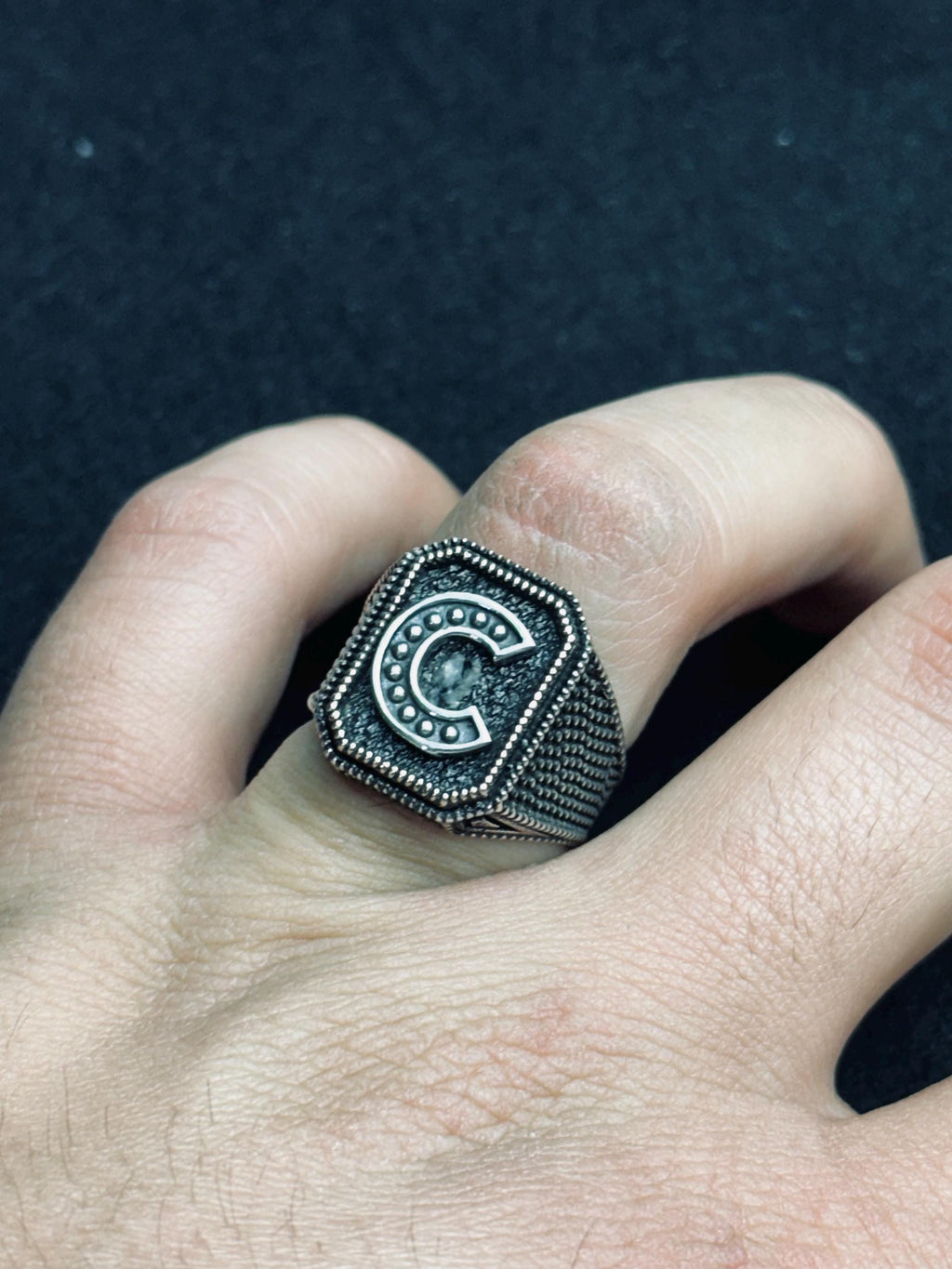 Initial Signet Ring: Sterling Silver - Custom Engraved, Unisex