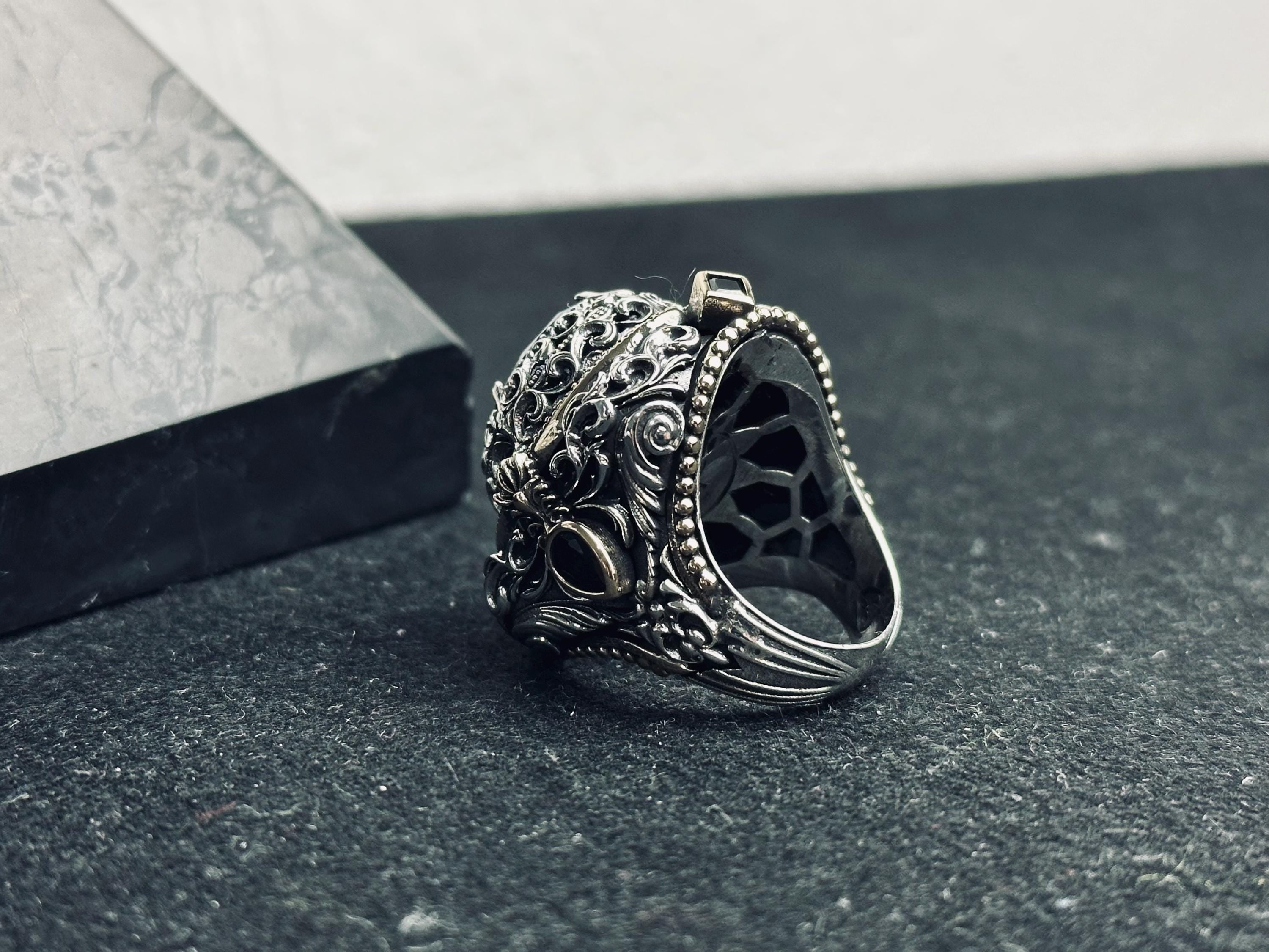 Blue Sapphire Ring 925 Sterling Silver Men Statement Ring Handmade Luxury Jewelry