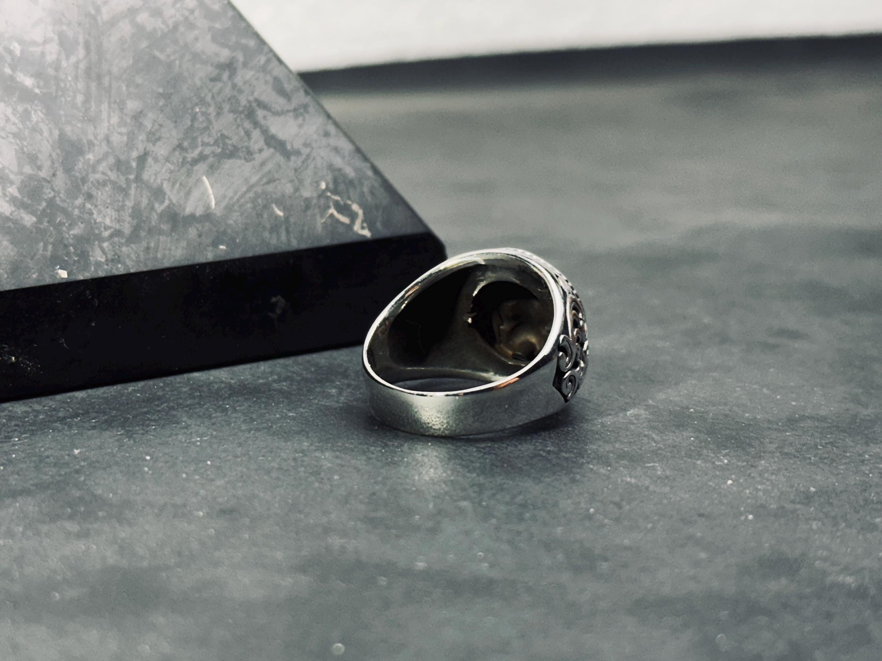 Skull Ring: Handmade Sterling Silver - Gothic Biker Jewelry