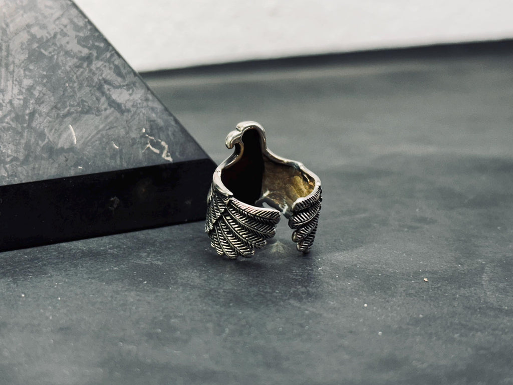 Eagle Statement Ring: Oxidized Sterling Silver (Adjustable)