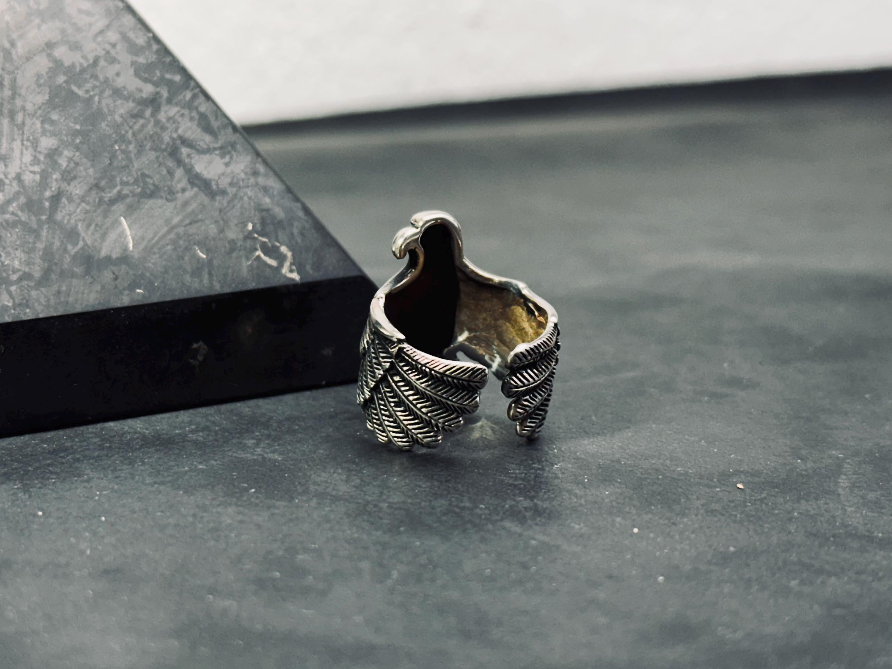 Eagle Statement Ring: Oxidized Sterling Silver (Adjustable)
