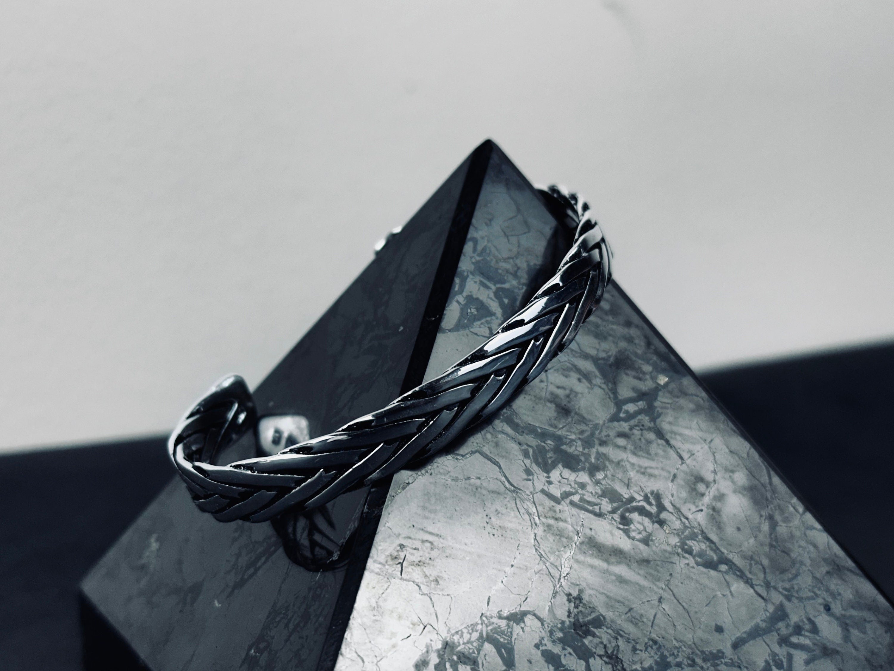 Knitted Sterling Silver Bracelet: Handmade Cuff (Adjustable Size)