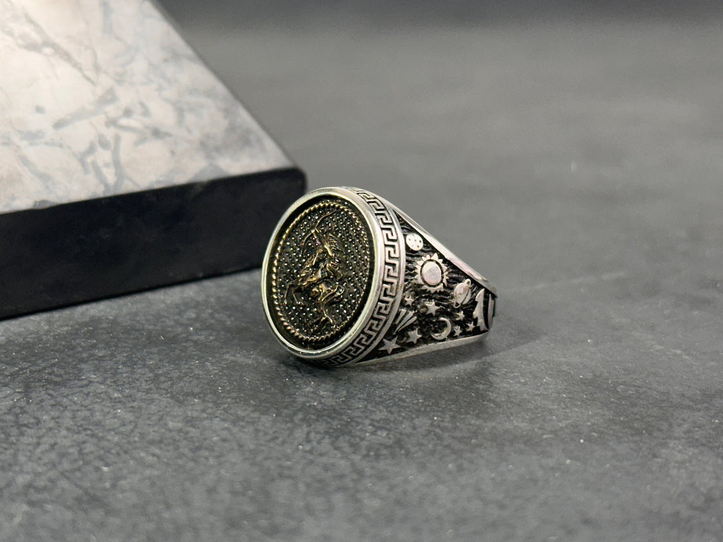 Sagittarius Zodiac Ring: Sterling Silver Celestial Design - Dainty Style