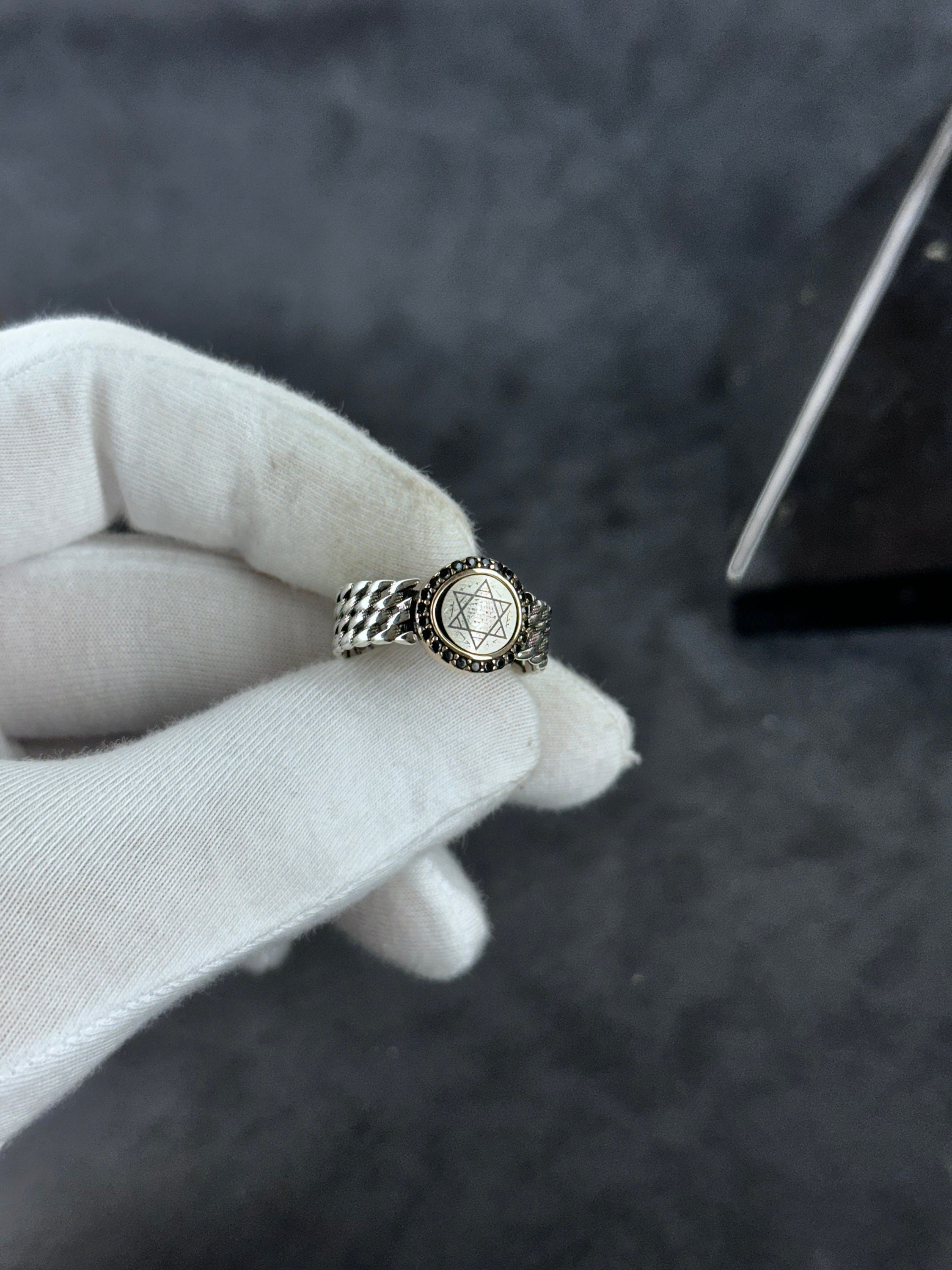 Solomon Seal Ring: Sterling Silver Minimalist - Adjustable Statement