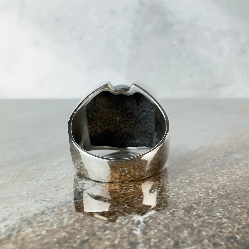 Engine Skull Motorcycle Ring: Handmade Sterling Silver