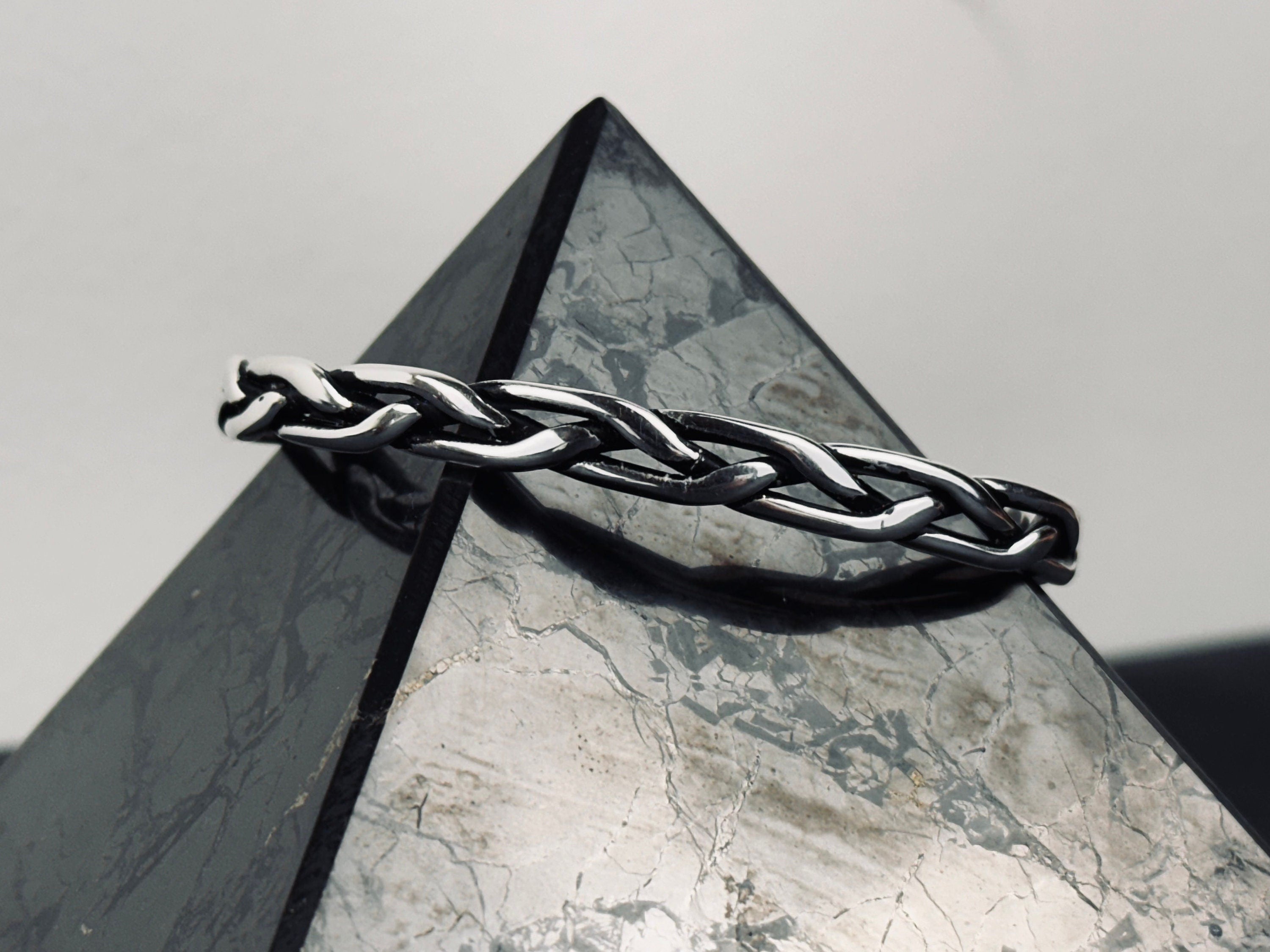 Sterling Silver Cuff Bracelet: Braided Design - Handmade for Men