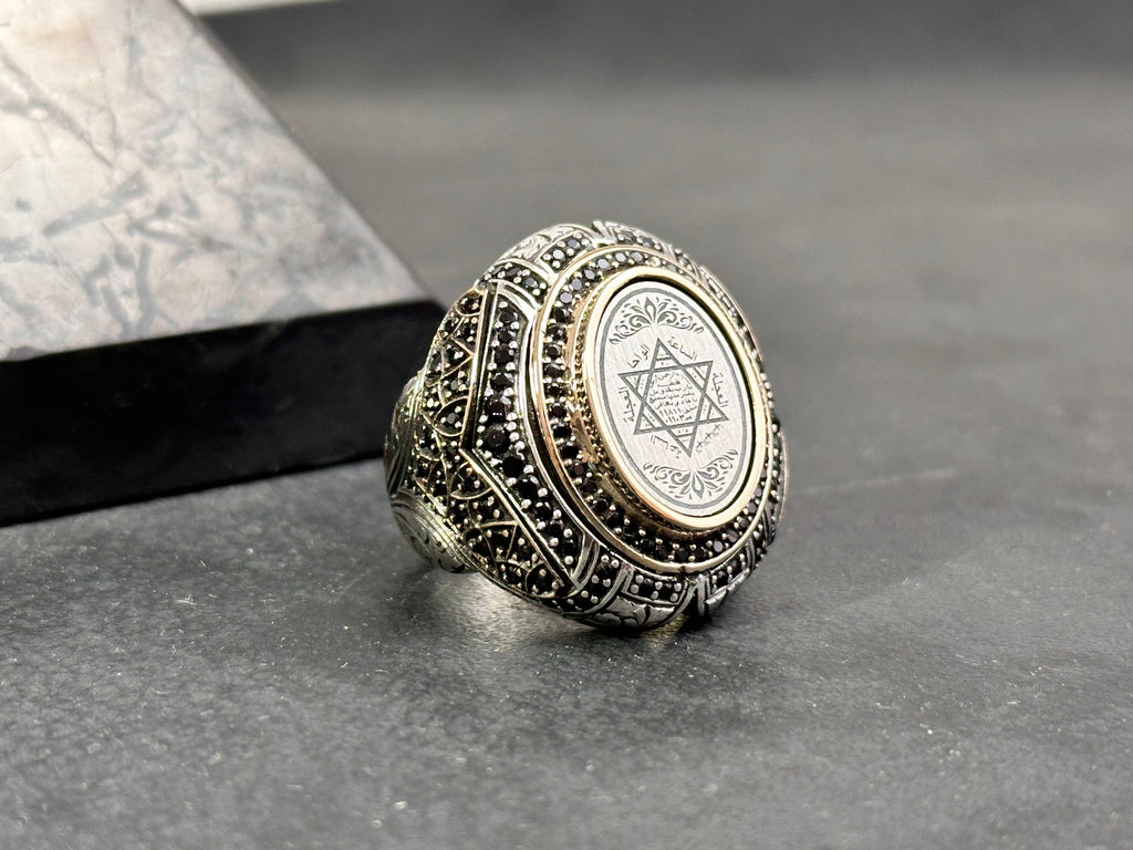 Sterling Silver Seal of Solomon Ring - Handmade Men's Statement Jewelry