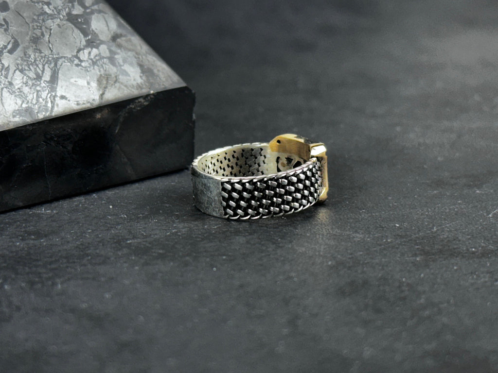 Solomon Seal Silver Ring - Handcrafted Minimalist Adjustable Band