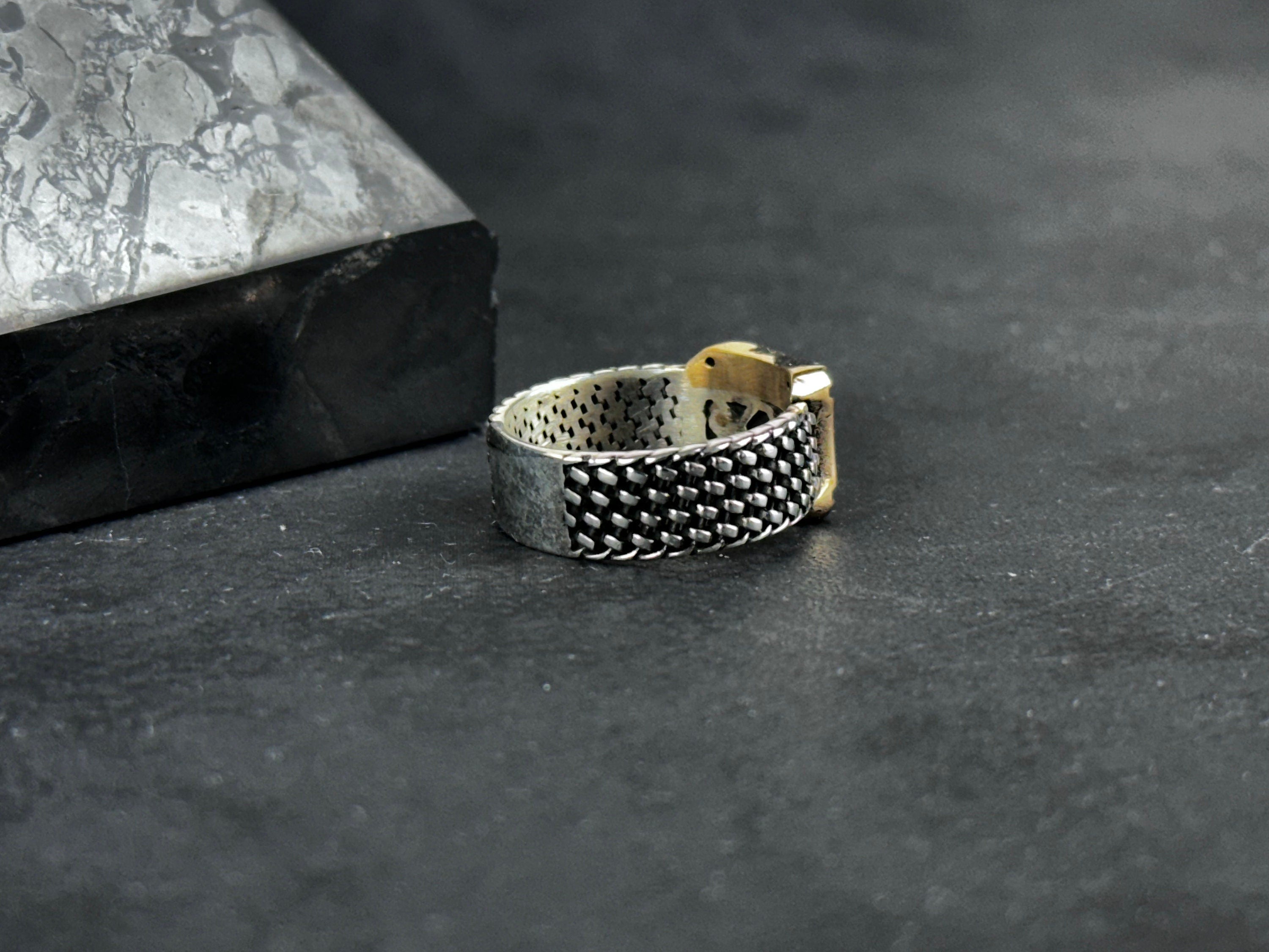 Solomon Seal Silver Ring - Handcrafted Minimalist Adjustable Band