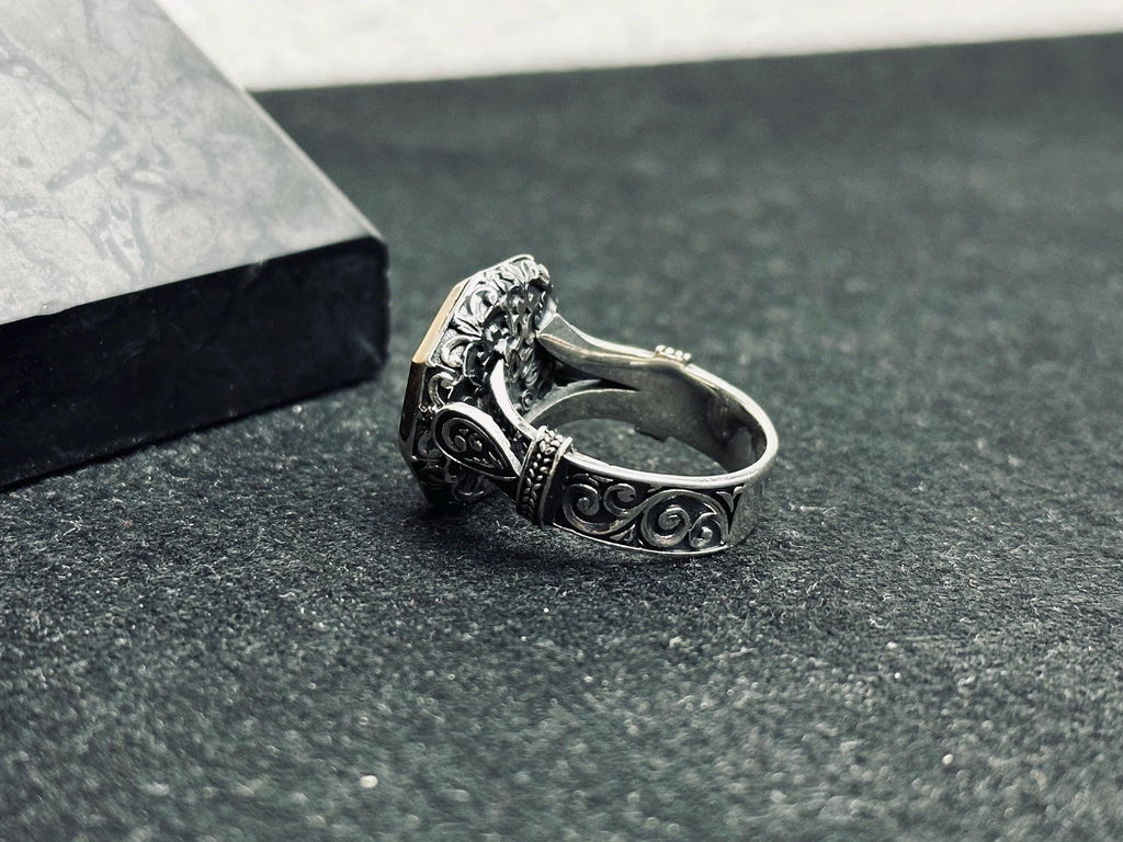 Men's Black Onyx Ring: Vintage Ottoman Style (Handmade Sterling Silver)