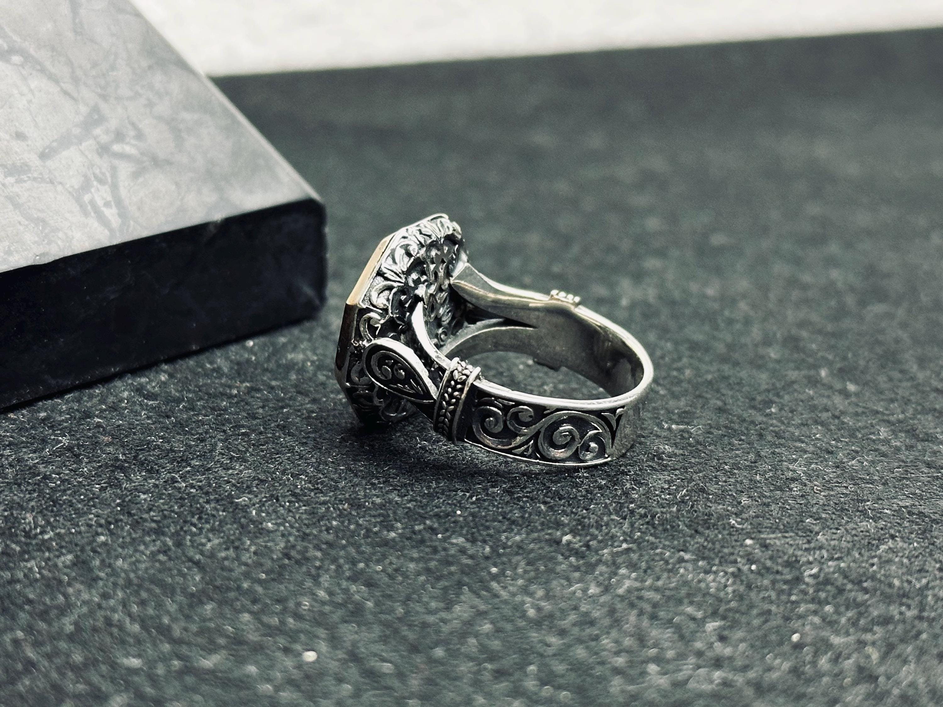 Men's Black Onyx Ring: Vintage Ottoman Style (Handmade Sterling Silver)