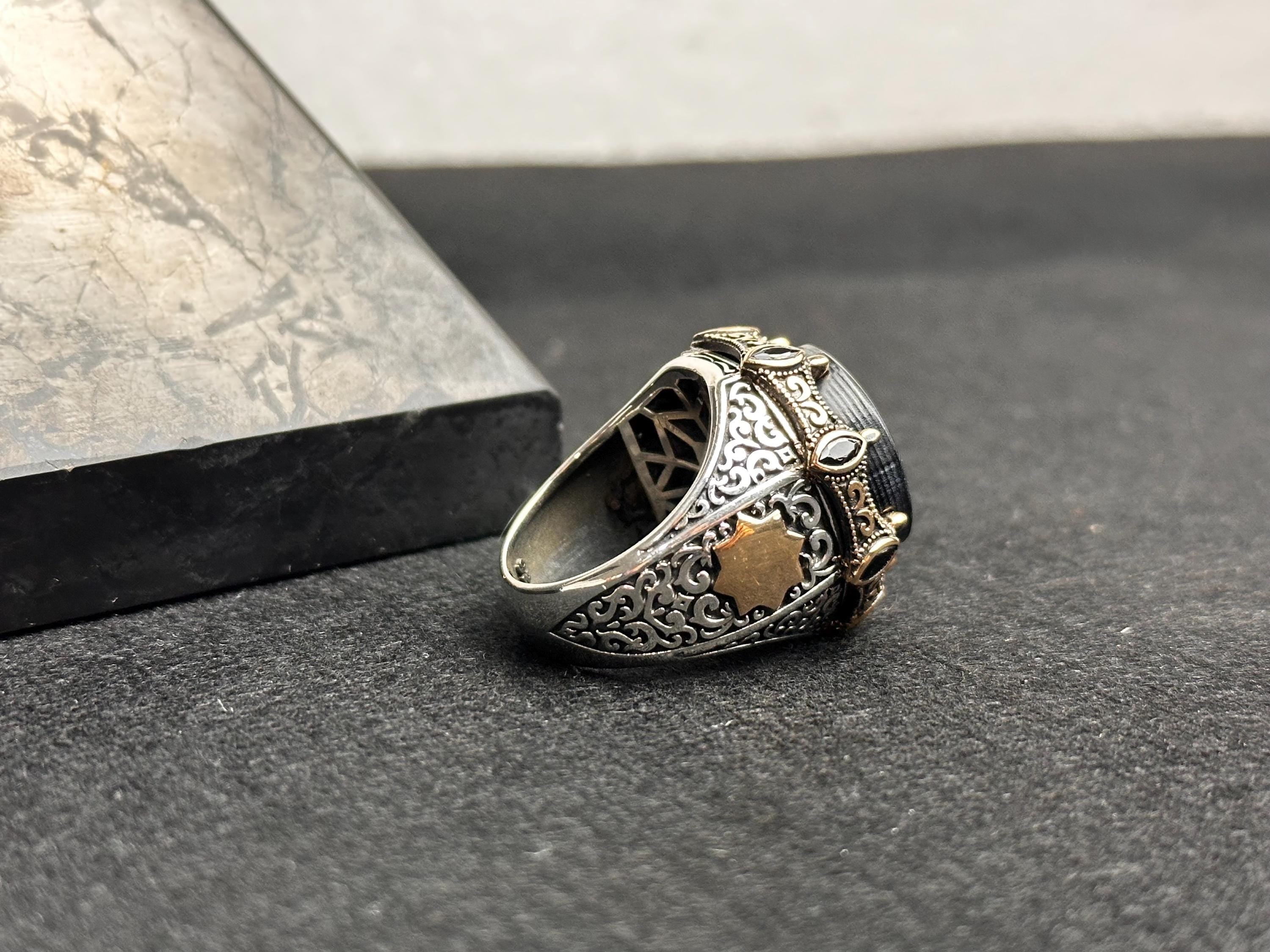 Sterling Silver Seal of Solomon Ring: Handmade Ottoman Design