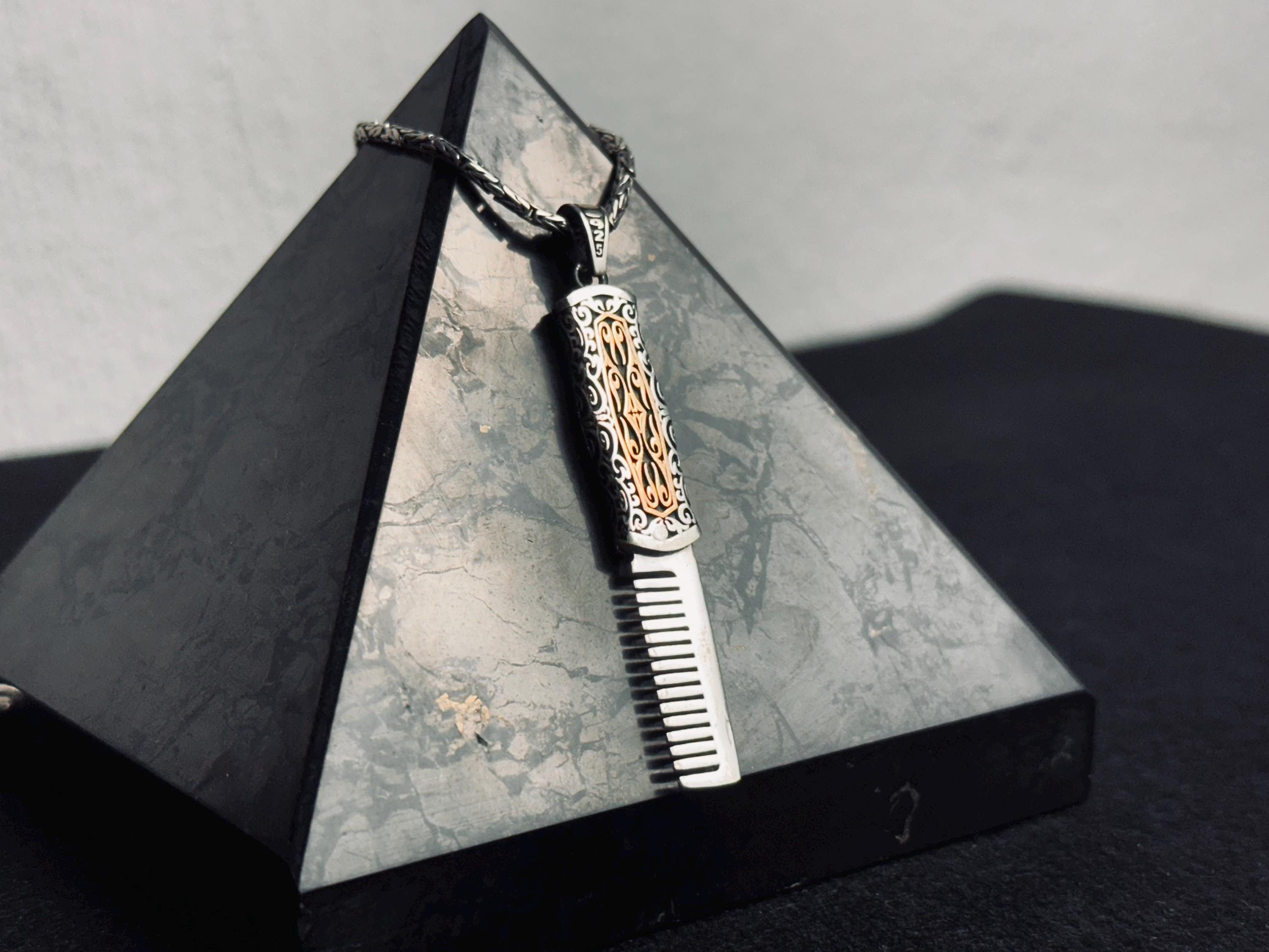 Barber Comb Necklace: Sterling Silver, Handmade - Masculine Style