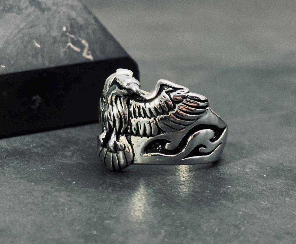 Gothic Sterling Silver Raven Ring, Crow Design (Unisex)
