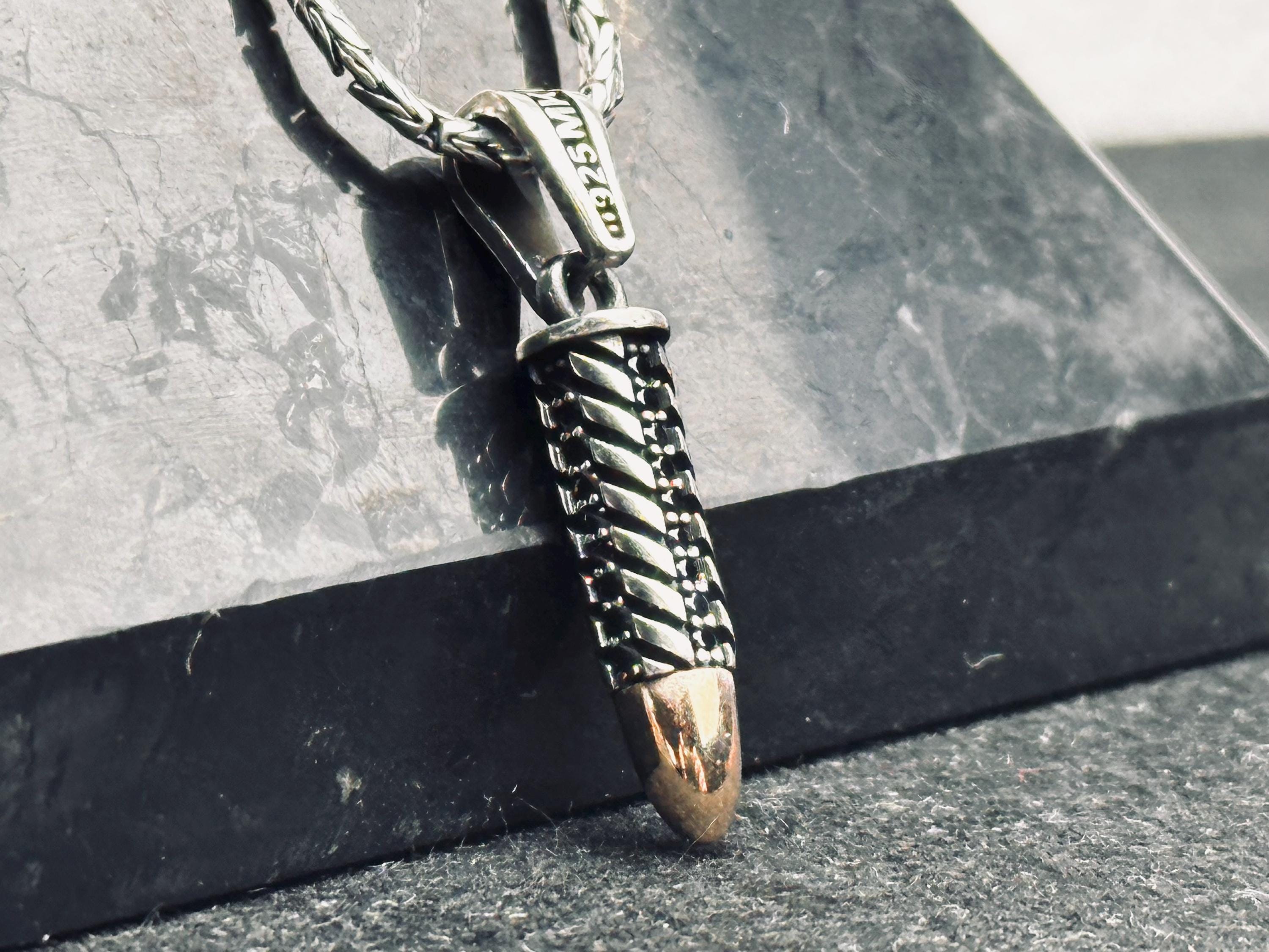 Bullet Pendant Necklace: Sleek Silver Design - Handmade Jewelry