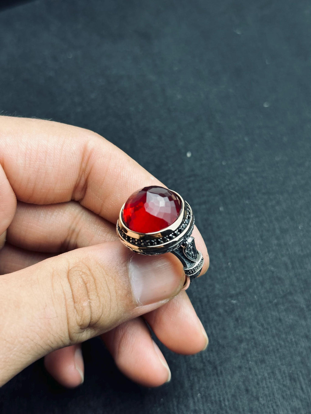 Sterling Silver Ruby Ring: Handmade Minimalist Design - Unisex