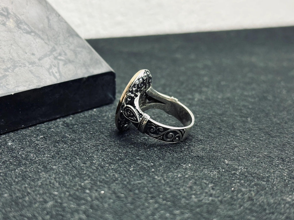 Solomon Seal Sterling Silver Ring, Minimal Oval Statement (Handmade)