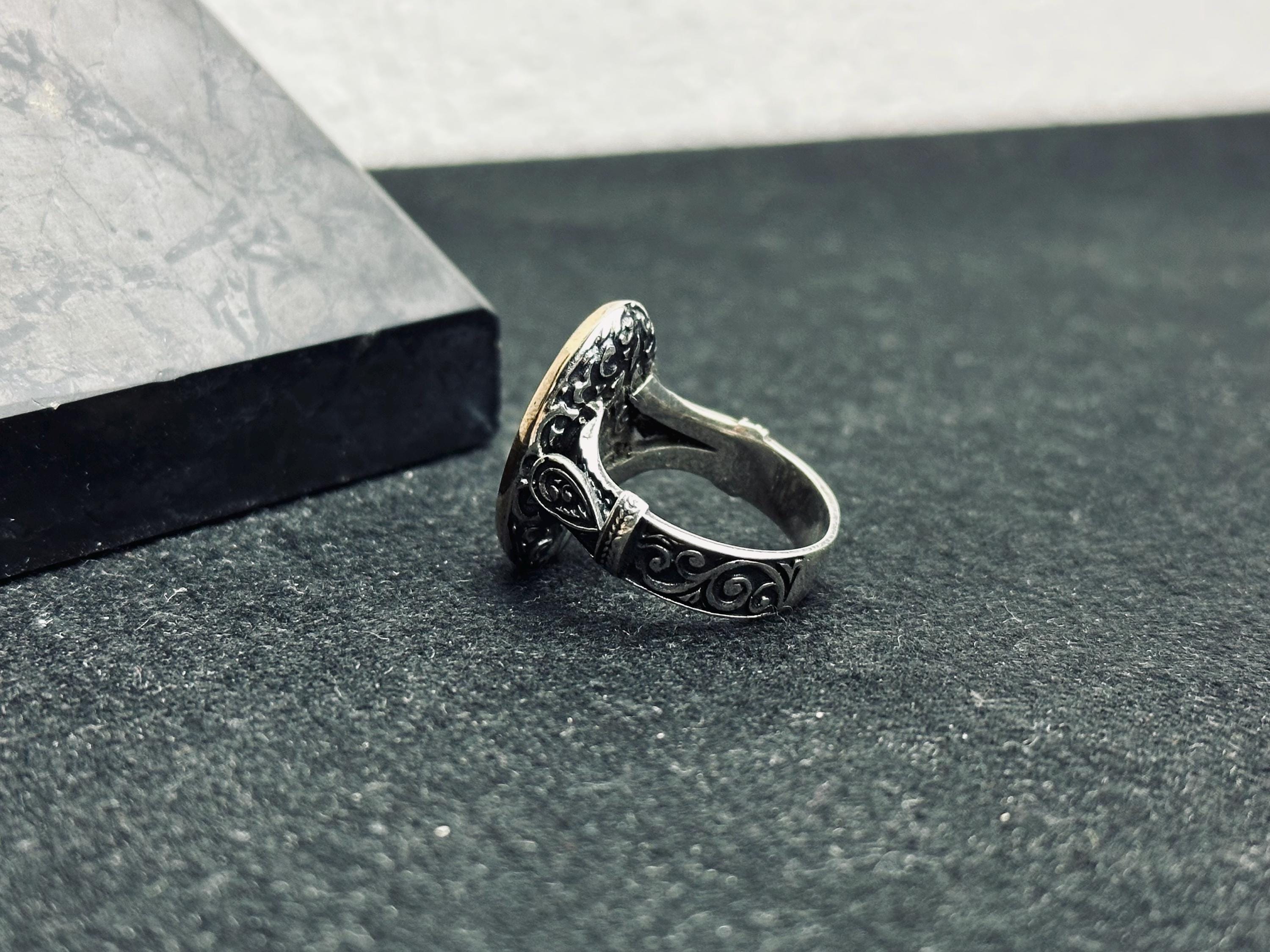 Solomon Seal Sterling Silver Ring, Minimal Oval Statement (Handmade)