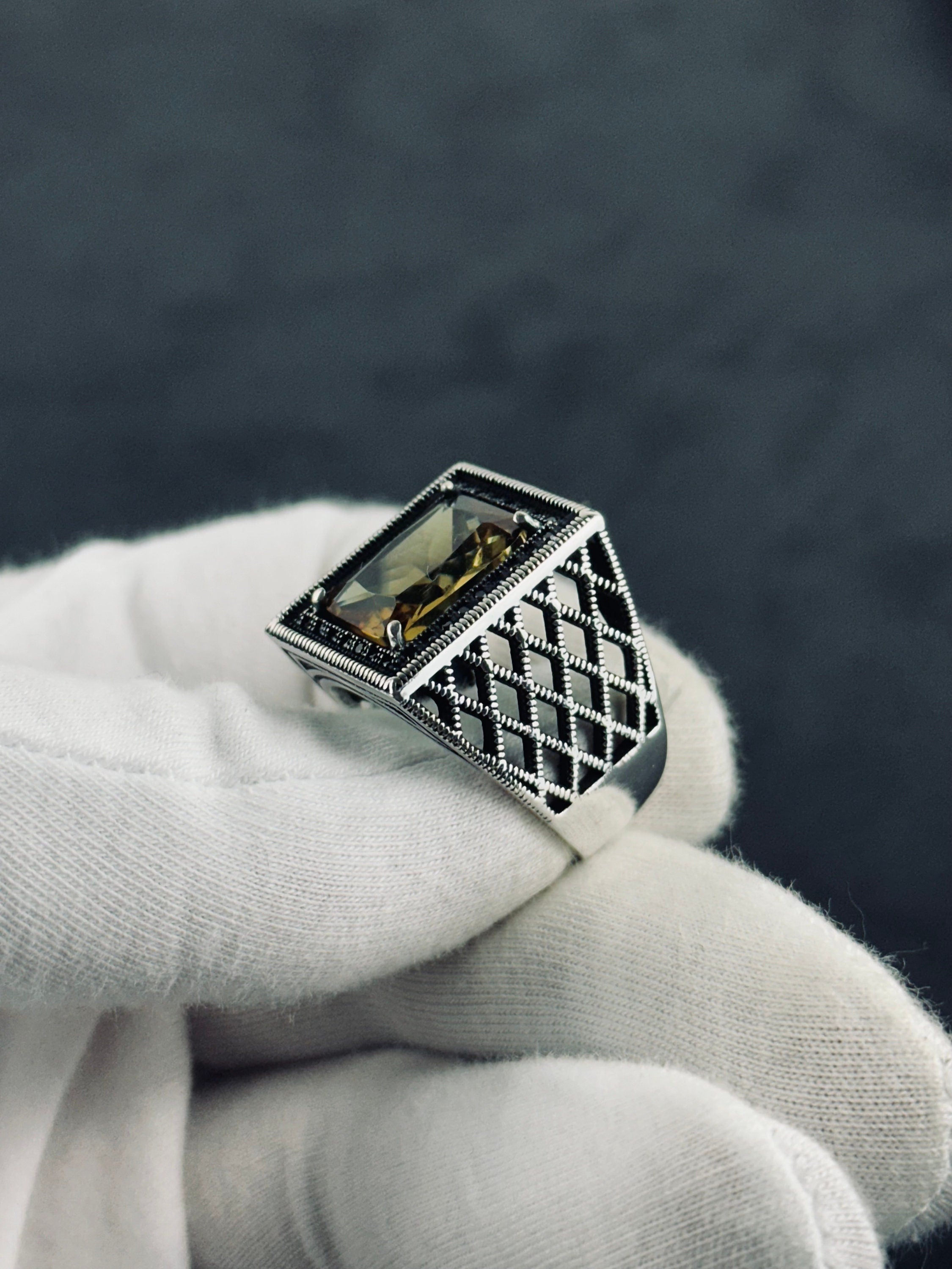 Diaspore Sultanit Ring, Sterling Silver, Rectangular Gemstone (Handmade)
