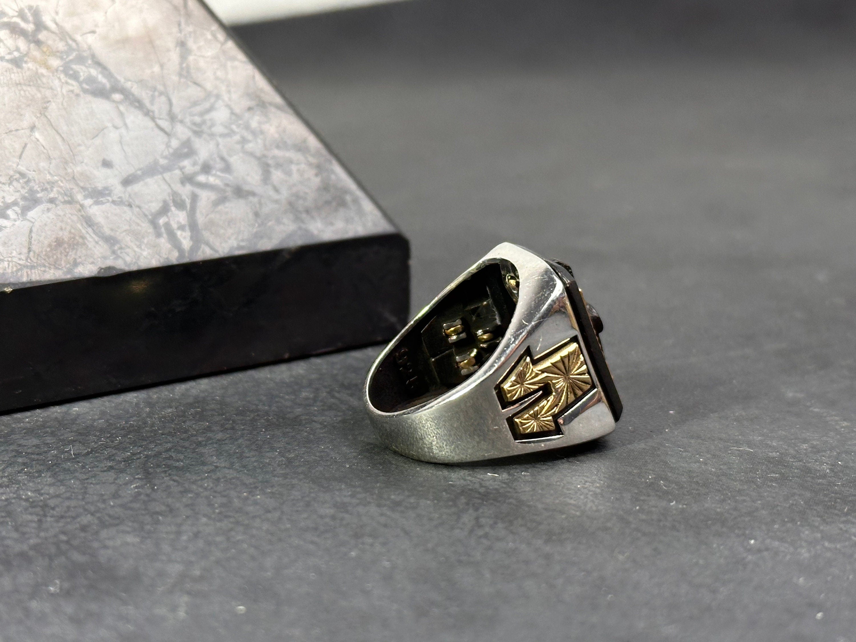 Sterling Silver Ring: Sunrise Geometric Style - Celestial Jewelry