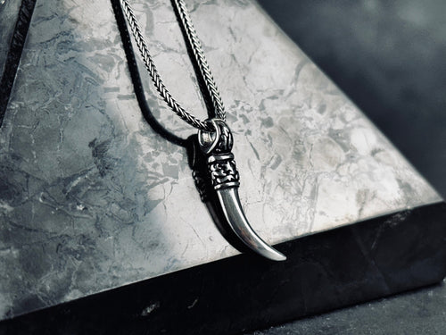 Elephant Tusk Silver Necklace - Unique Ivory Look Pendant
